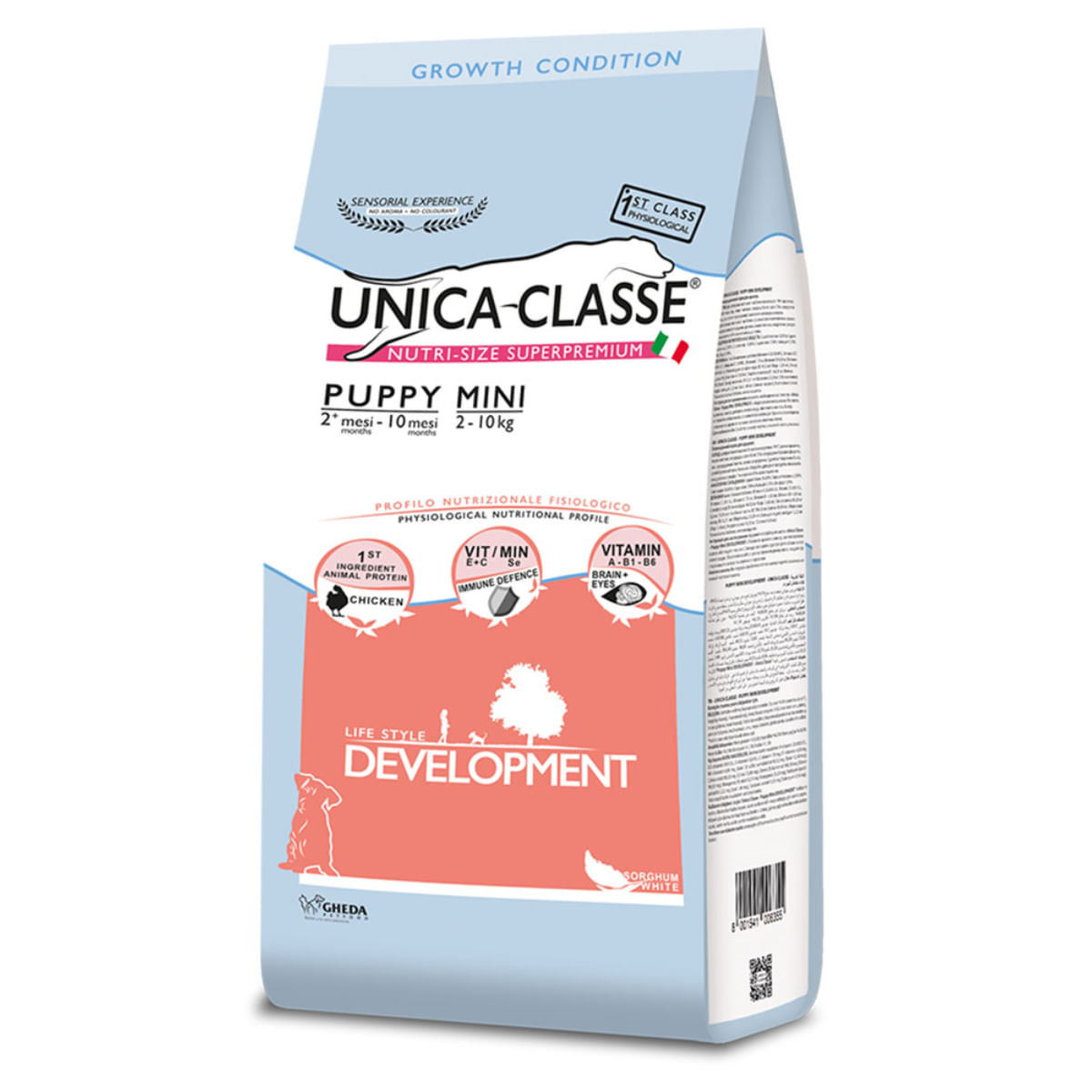 UNICA Classe Puppy Mini Development, XS-S, Pui, hrană uscată conținut redus cereale câini junior, sistem imunitar, 7.5kg - 1 | YEO