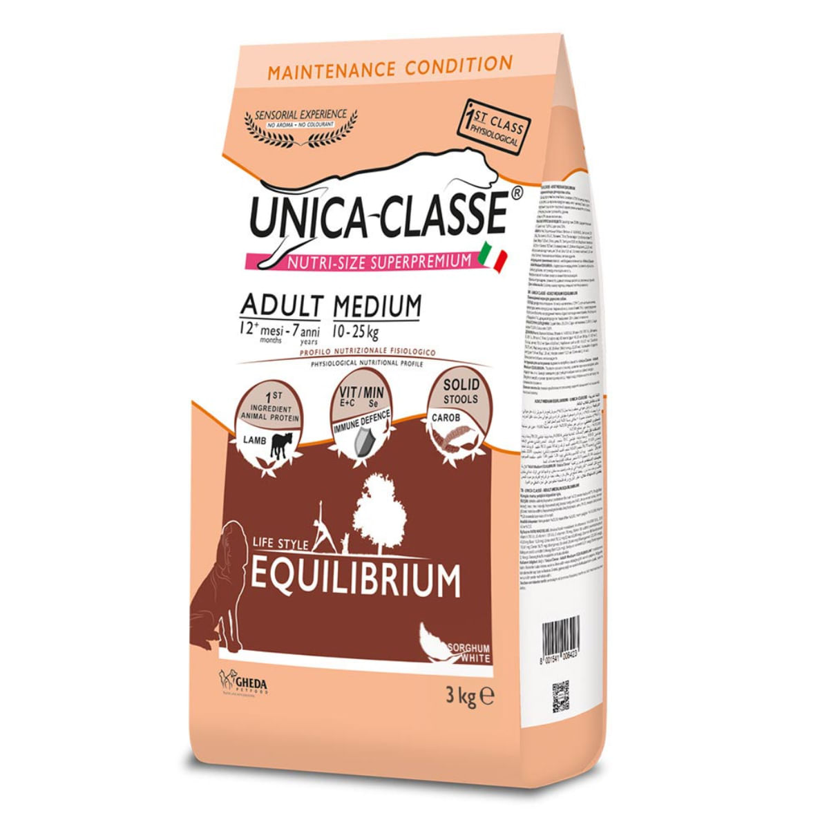 UNICA Classe Equilibrium Medium, M, Miel, hrană uscată câini, 3kg - 1 | YEO