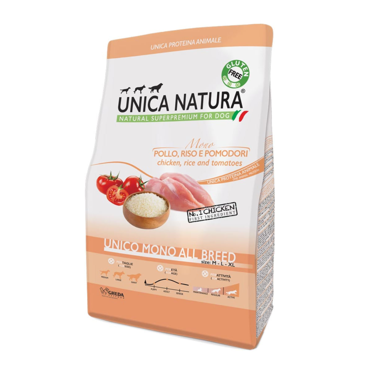 UNICA Natura Mono, M-XL, Pui și Orez, hrană uscată monoproteică câini, 12kg - 1 | YEO