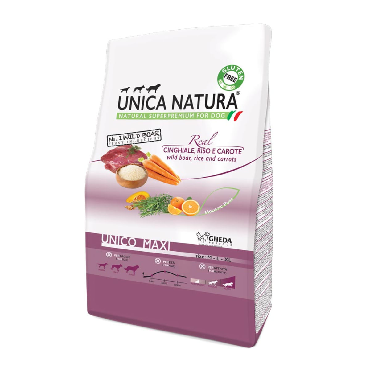 UNICA Natura Maxi, L-XL, Mistreț și Orez, hrană uscată câini, 12kg - 1 | YEO