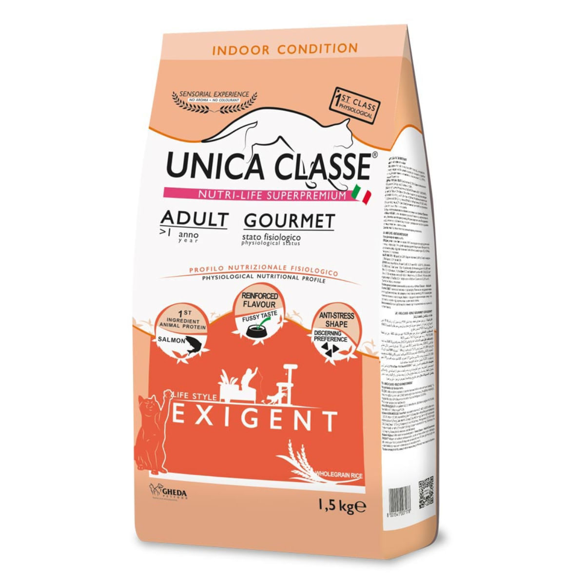 UNICA Classe Gourmet Exigent, Somon și orez brun, hrană uscată pisici, apetit capricios, 10kg - 2 | YEO
