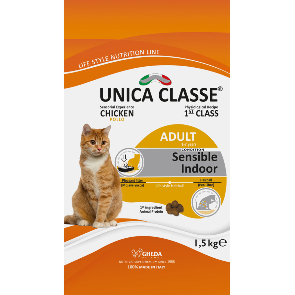 UNICA Classe Sensible Indoor, Pui, hrană uscată pisici, 10kg