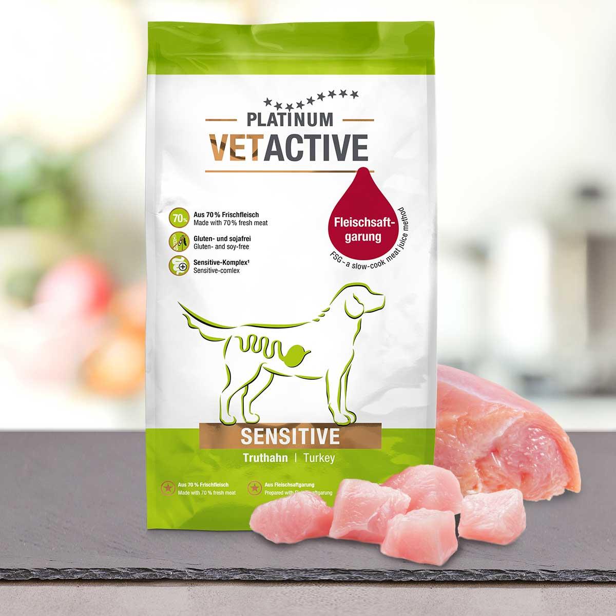 PLATINUM Vetactive Sensitive, XS-XL, Curcan, hrană uscată câini, sistem digestiv, semimoist, 5kg - 1 | YEO