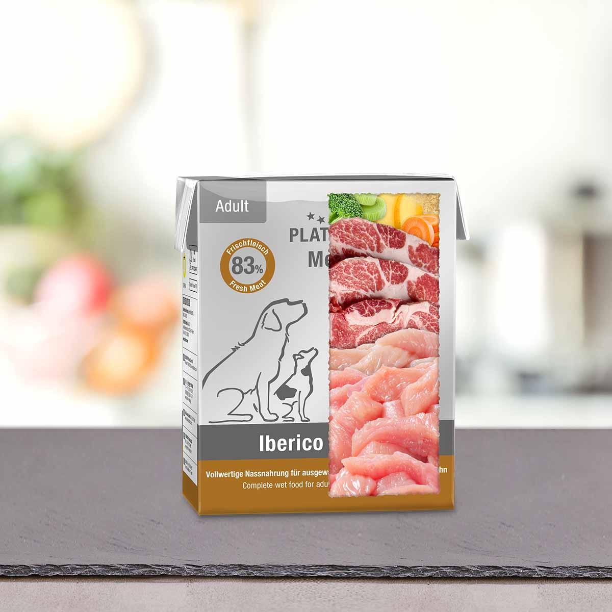 PLATINUM, XS-XL, Iberico și Curcan, tetra pack hrană umedă fără cereale câini, (în suc propriu), 185g - 2 | YEO