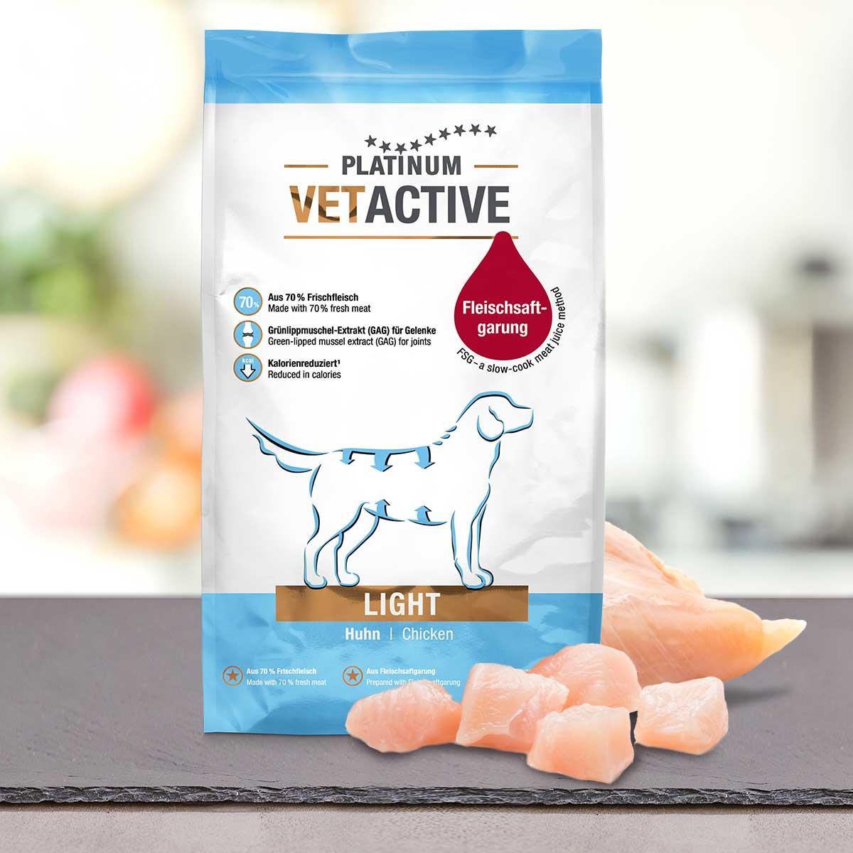 PLATINUM Vetactive Light, XS-XL, Pui, hrană uscată câini, obezitate, semimoist, 1.5kg - 1 | YEO