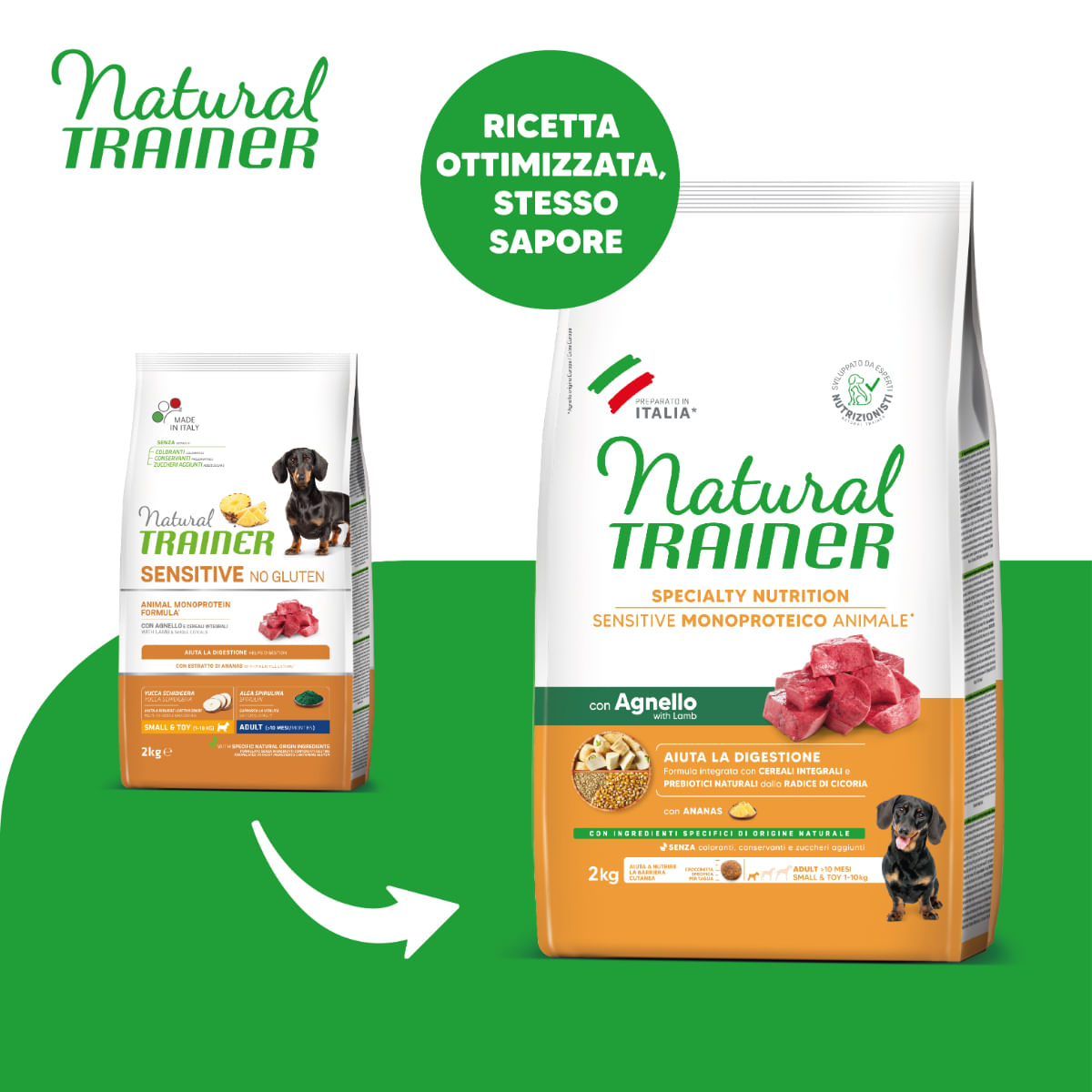 NATURAL TRAINER Speciality Nutrition Sensitive, XS-S, Miel, hrană uscată monoproteică câini, sistem digestiv, 2kg - 1 | YEO
