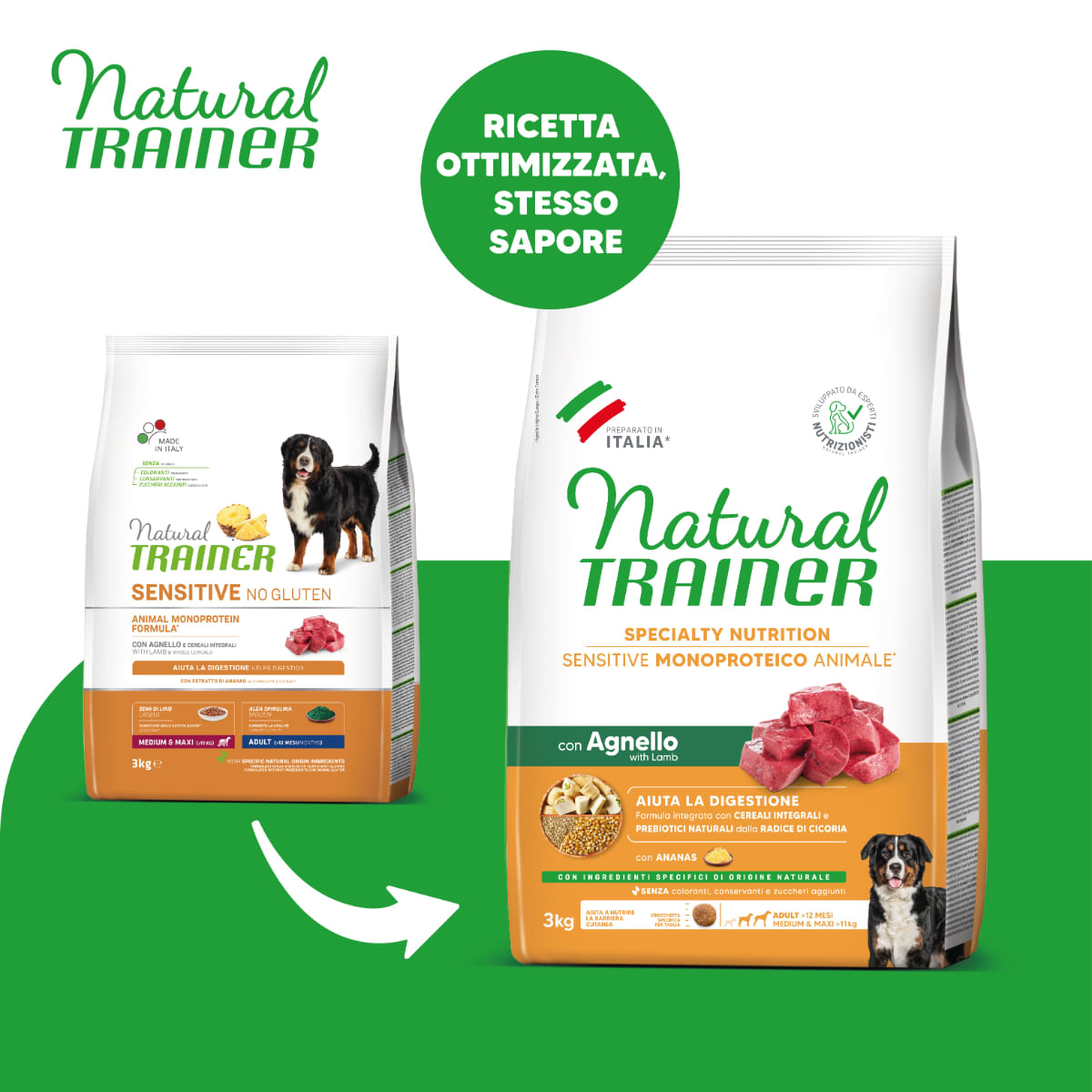 NATURAL TRAINER Speciality Nutrition Sensitive, M-XL, Miel, hrană uscată monoproteică câini, sistem digestiv, 3kg - 1 | YEO