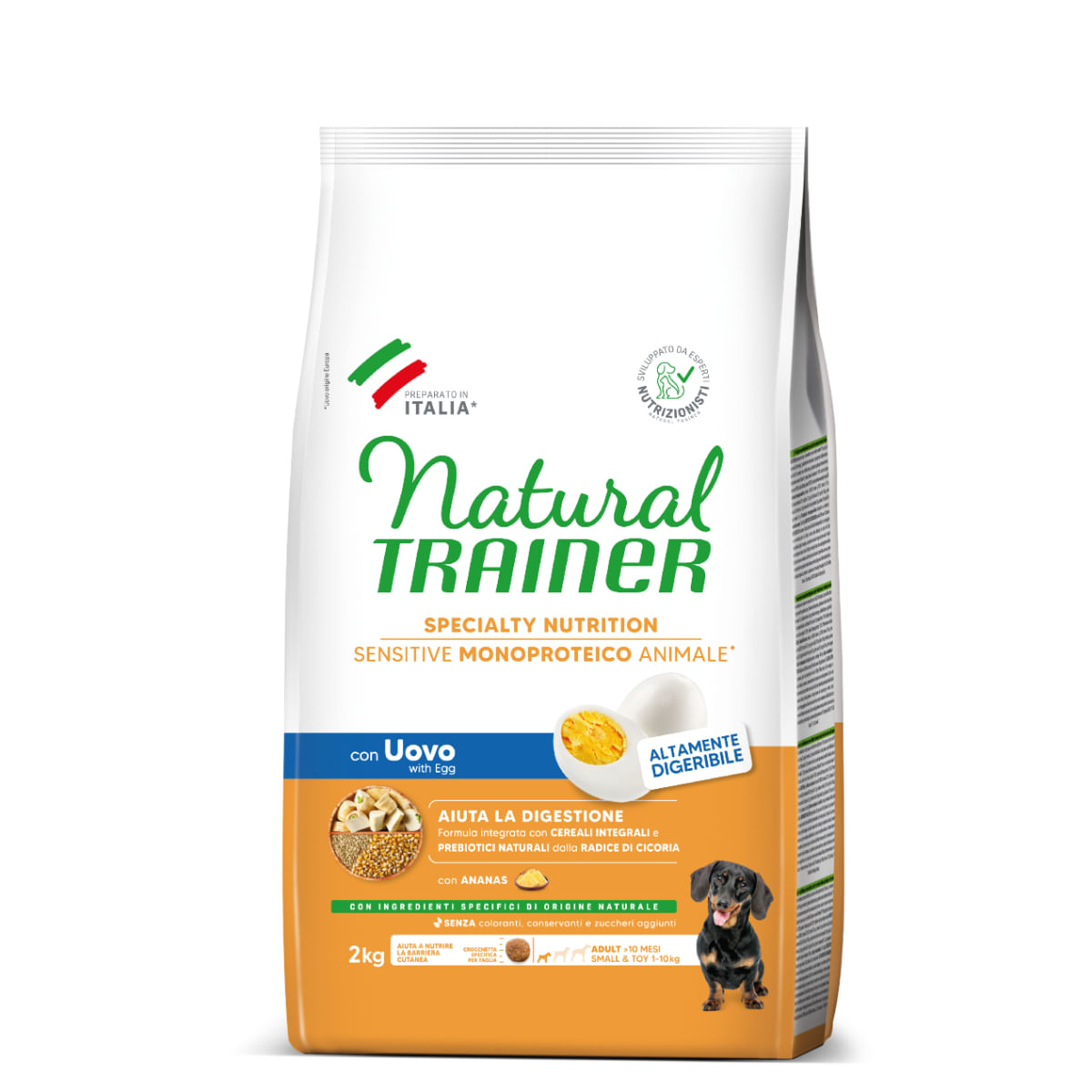 NATURAL TRAINER Speciality Nutrition Sensitive, XS-S, Ou, hrană uscată monoproteică câini, sistem digestiv, 2kg