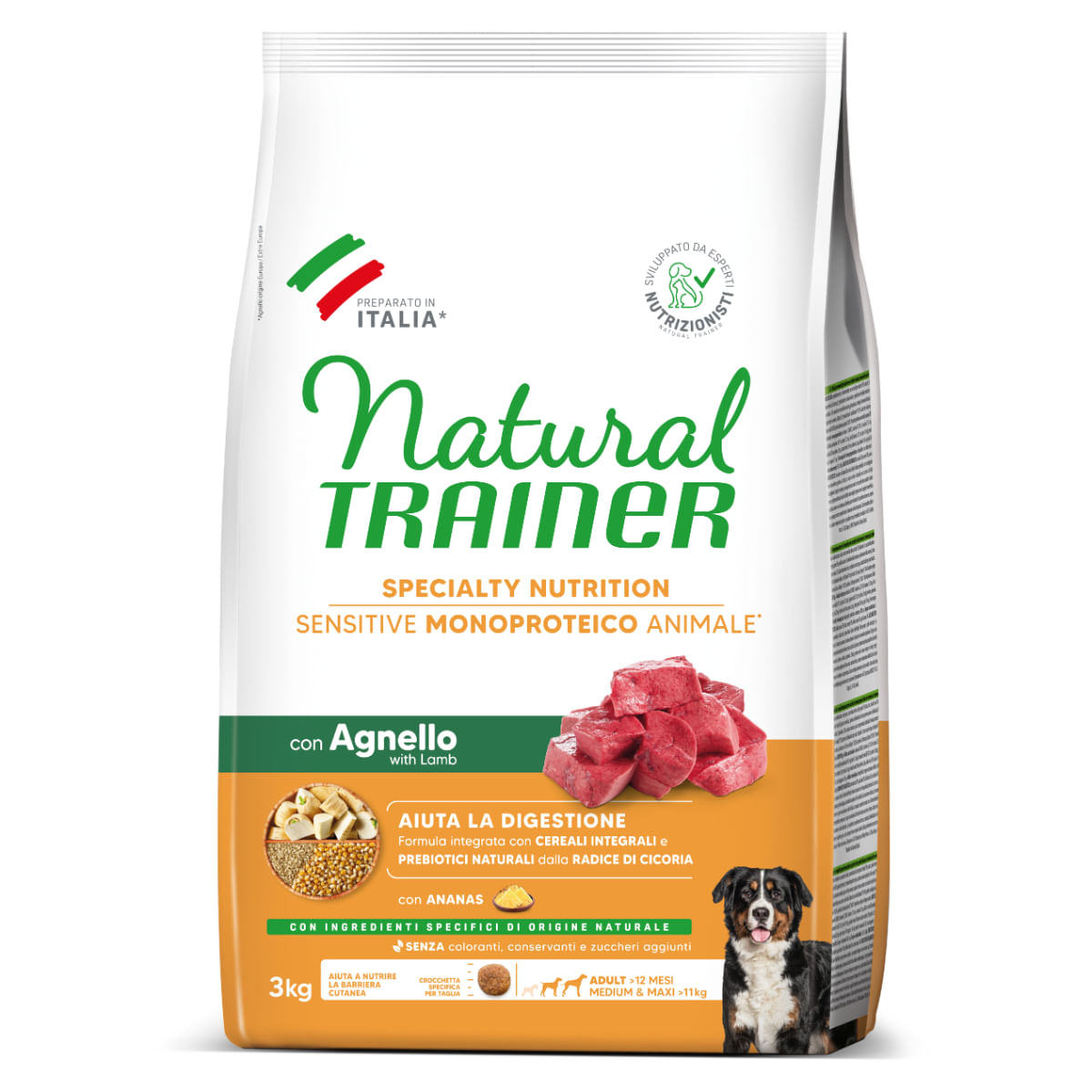 NATURAL TRAINER Speciality Nutrition Sensitive, M-XL, Miel, hrană uscată monoproteică câini, sistem digestiv, 3kg