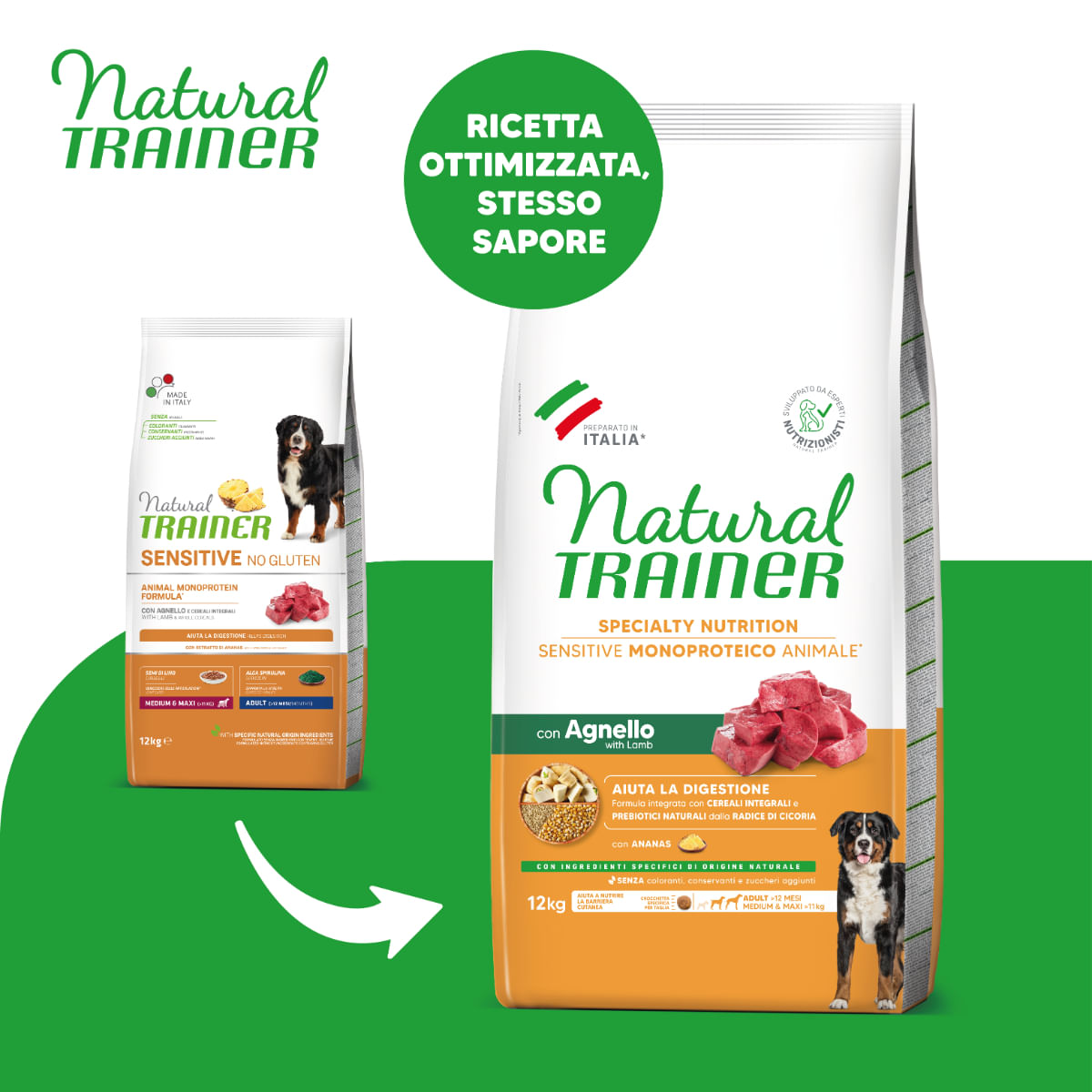 NATURAL TRAINER Speciality Nutrition Sensitive, M-XL, Miel, hrană uscată monoproteică câini, sistem digestiv, 12kg - 1 | YEO