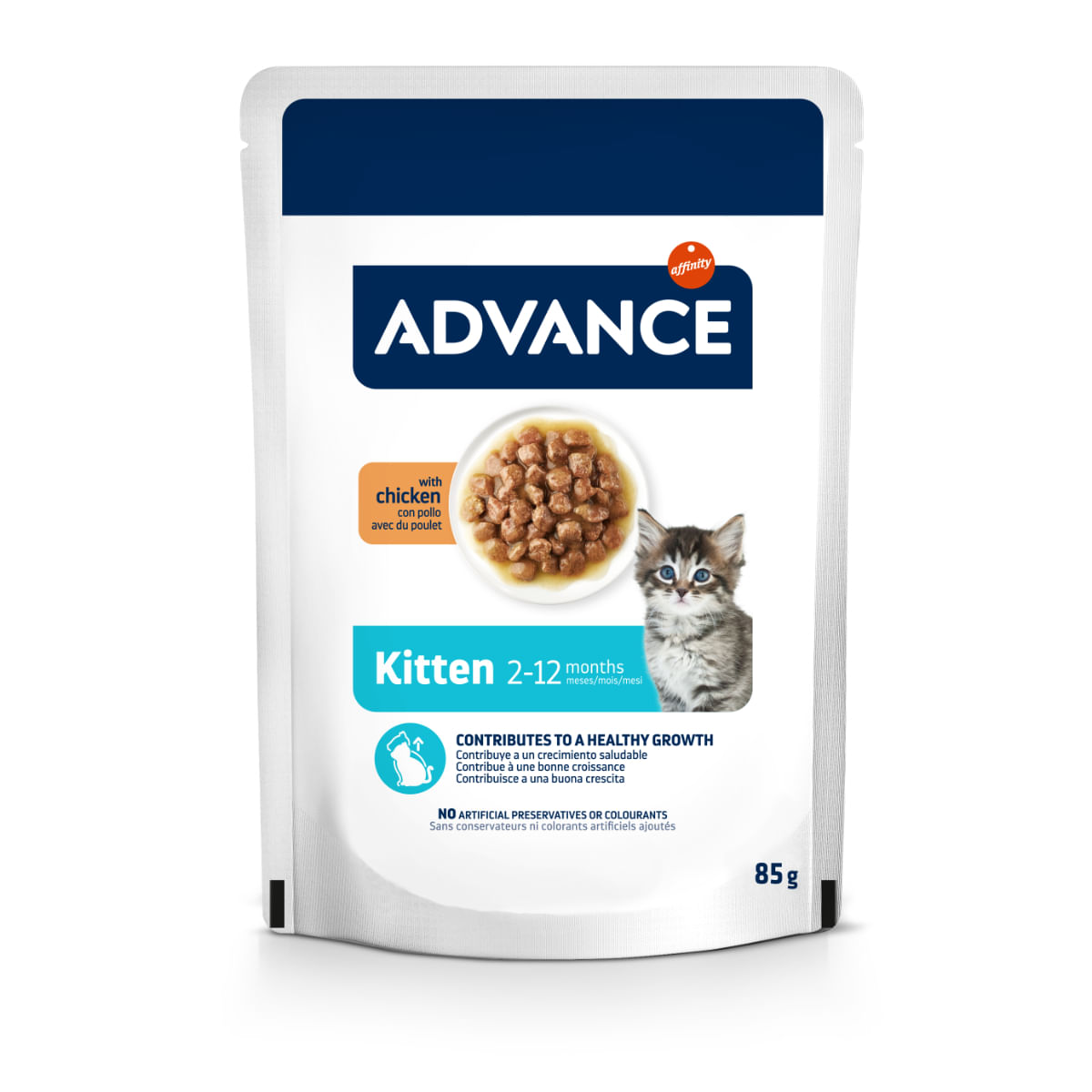 ADVANCE Kitten, Pui, plic hrană umedă pisici junior, (în sos), 85g