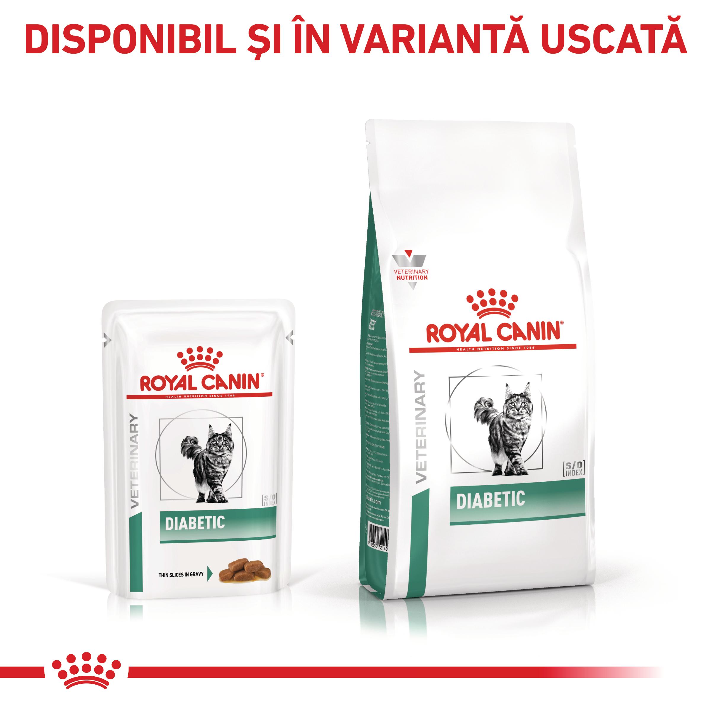 ROYAL CANIN VD Diabetic, dietă veterinară, plic hrană umedă pisici, diabet, (în sos), bax, 85g x 12buc