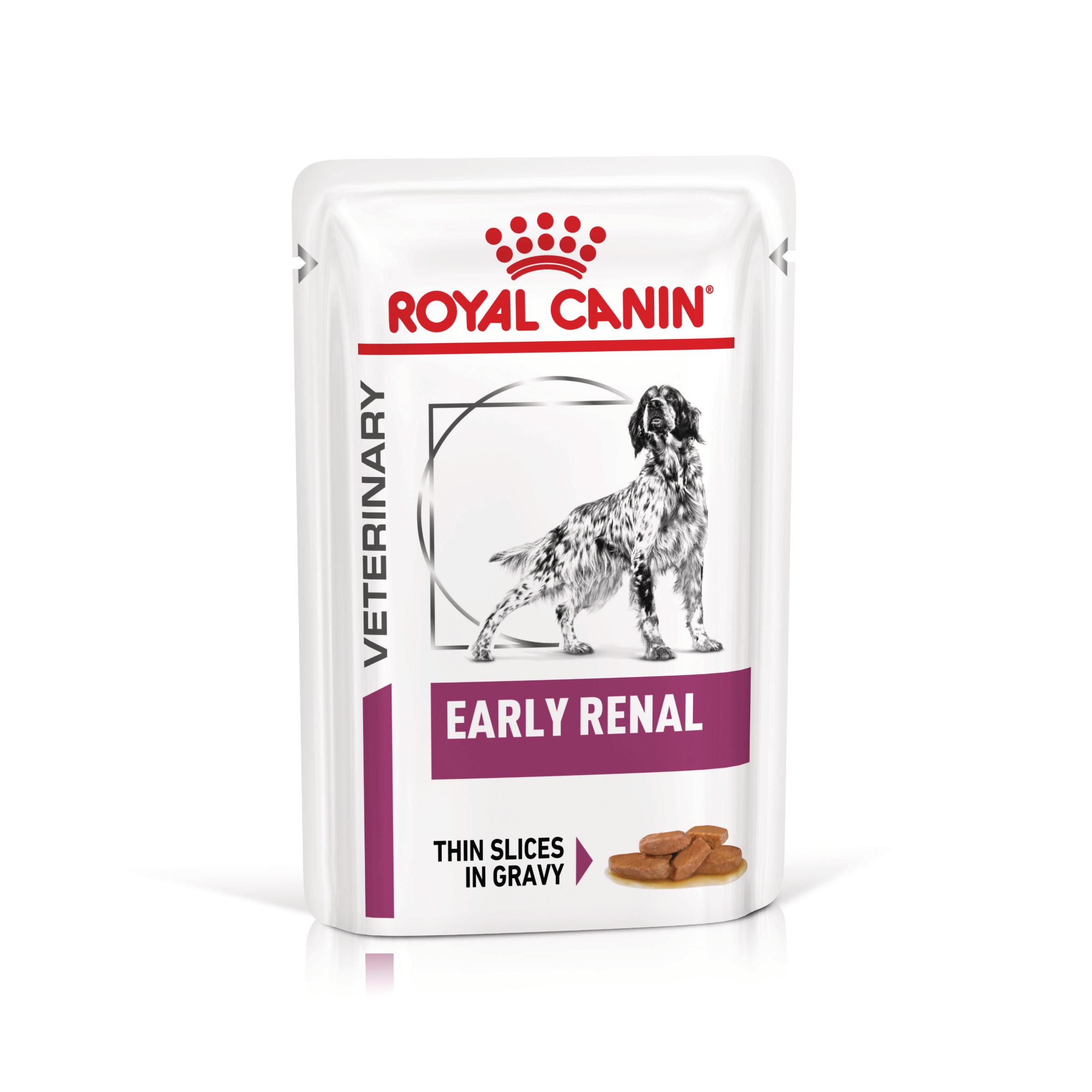 ROYAL CANIN VD Early Renal, XS-XL, dietă veterinară, plic hrană umedă câini, sistem renal, (în sos), bax, 100g x 12buc