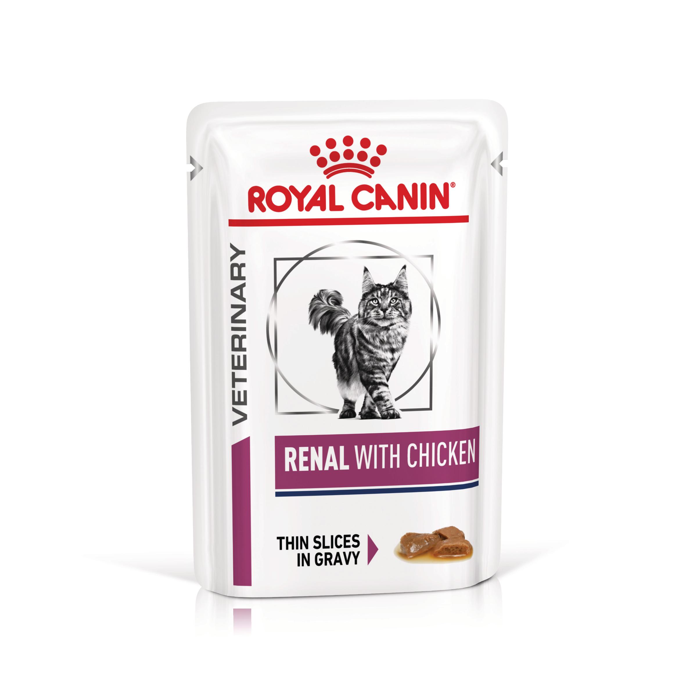 ROYAL CANIN VD Renal, Pui, dietă veterinară, plic hrană umedă pisici, sistem renal, (în sos), bax, 85g x 12buc