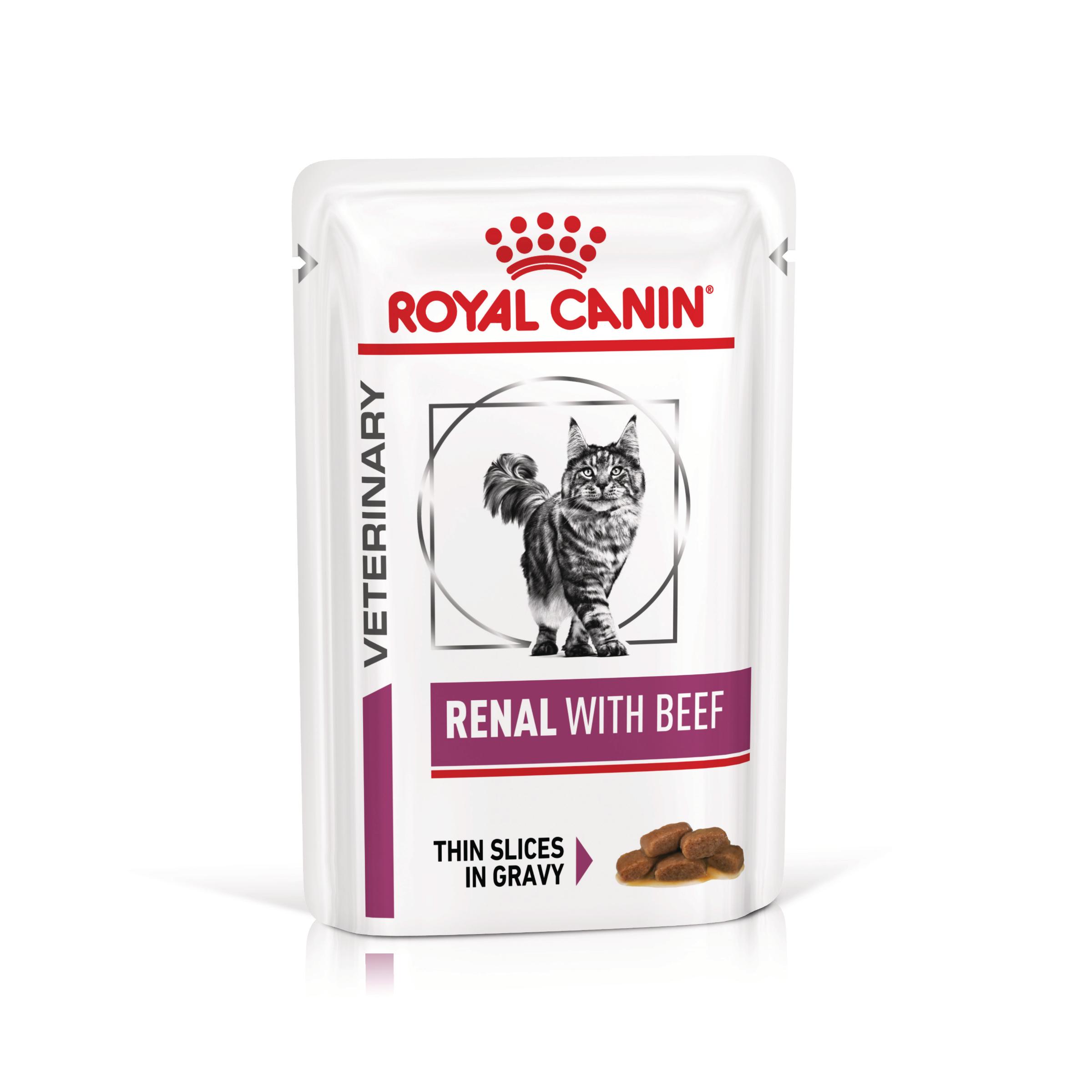 ROYAL CANIN VD Renal, Vită, dietă veterinară, plic hrană umedă pisici, sistem renal, (în sos), bax, 85g x 12buc