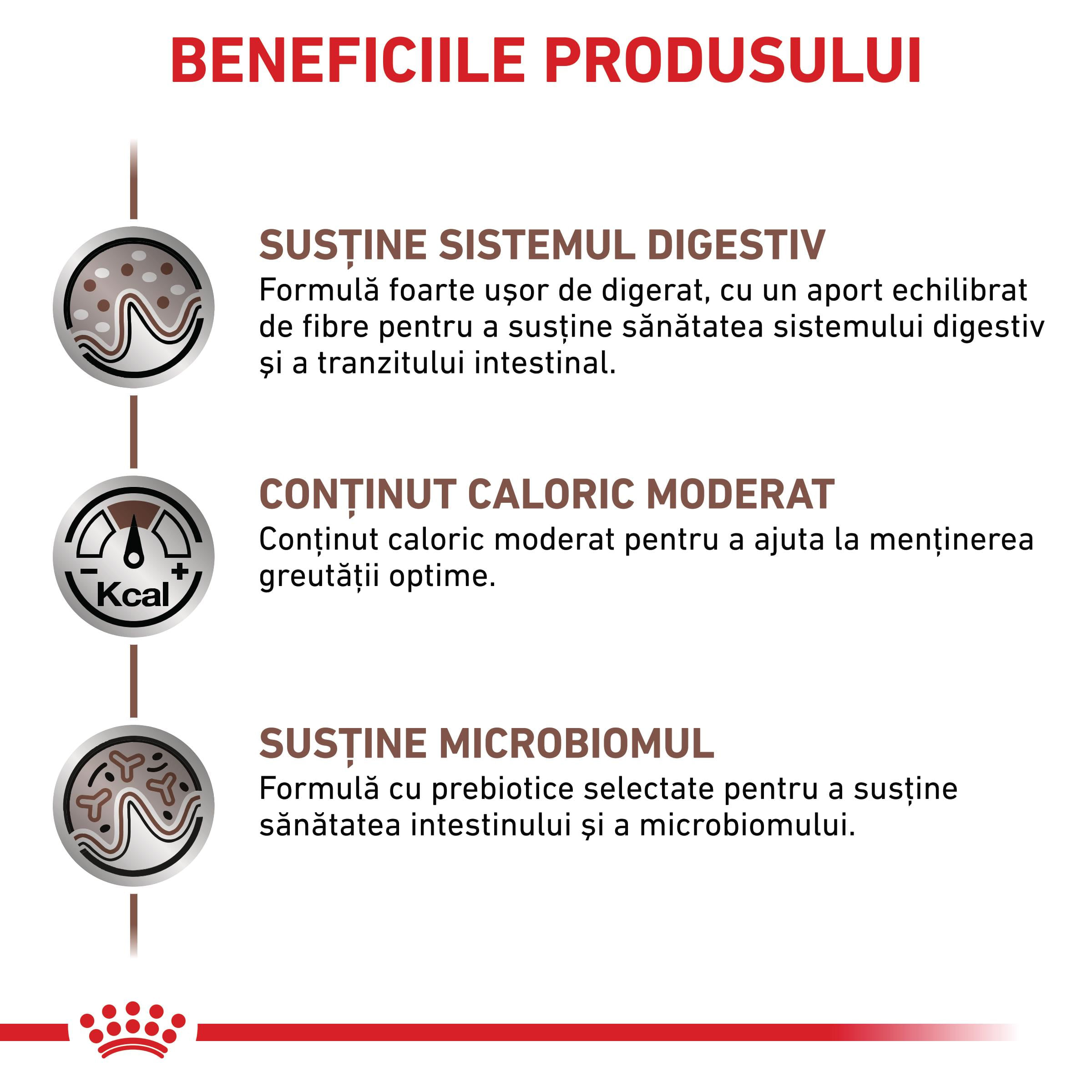 ROYAL CANIN VD Gastrointestinal Moderate Calorie, XS-XL, dietă veterinară, hrană uscată câini, sistem digestiv, 2kg