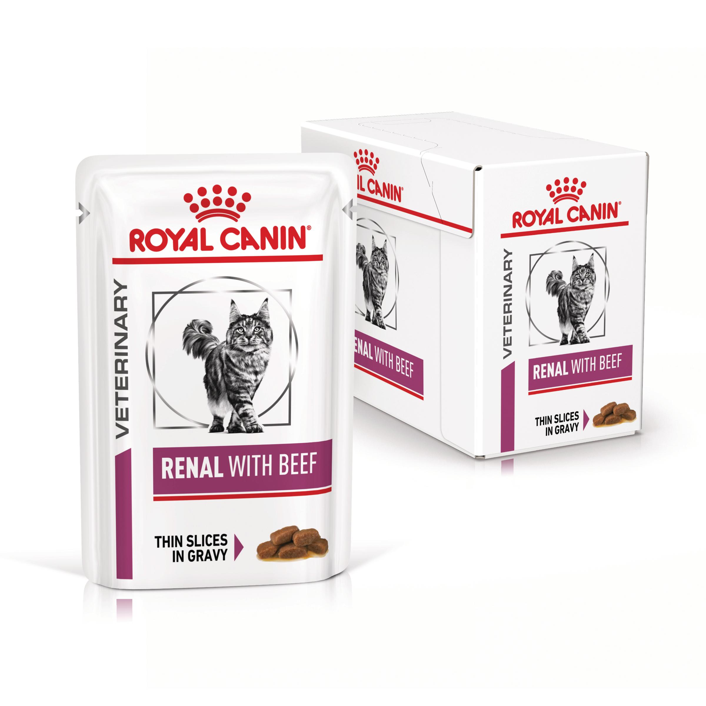 ROYAL CANIN VD Renal, Vită, dietă veterinară, plic hrană umedă pisici, sistem renal, (în sos), bax, 85g x 12buc