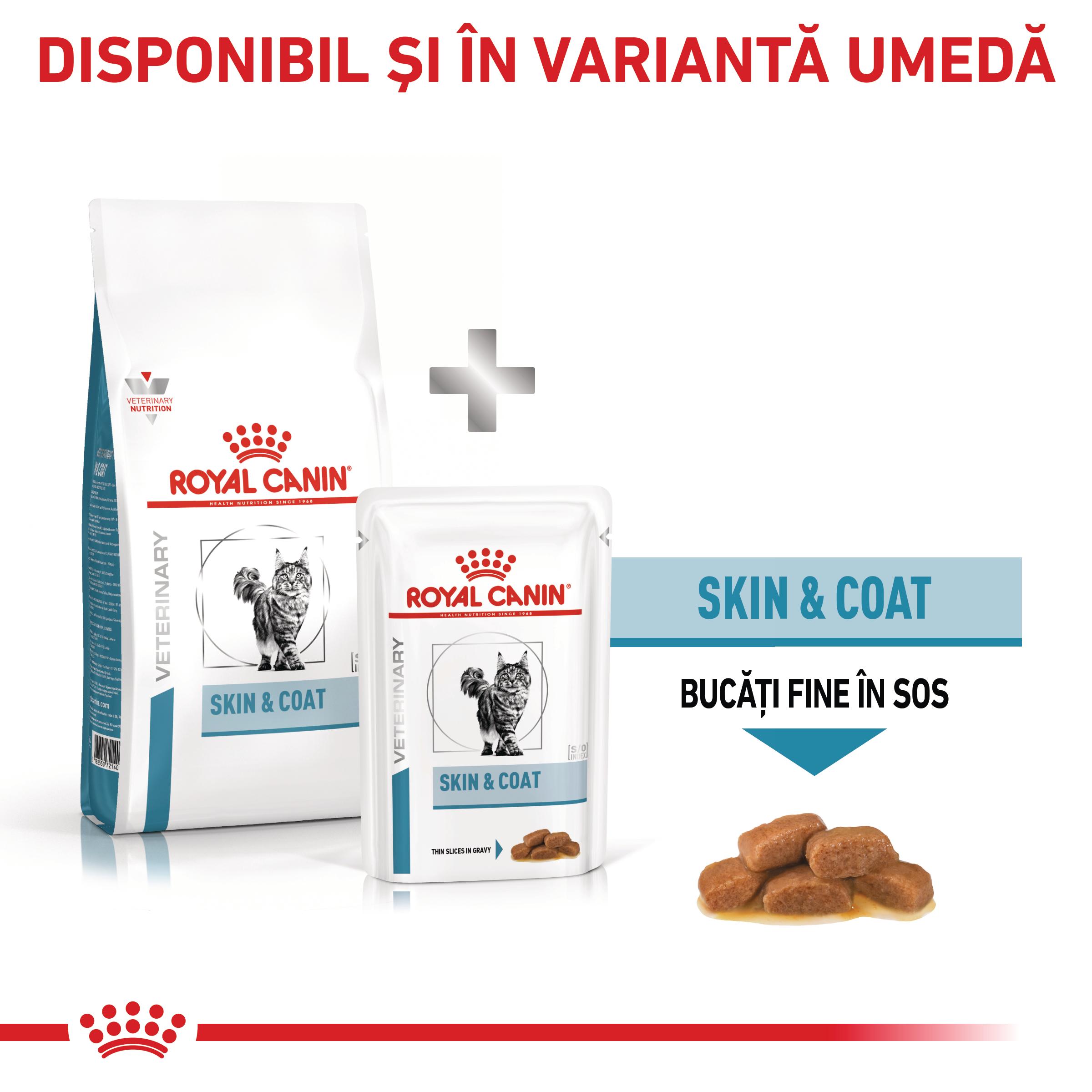 ROYAL CANIN VD Skin&Coat, dietă veterinară, hrană uscată pisici, afecțiuni dermatologice, 1.5kg
