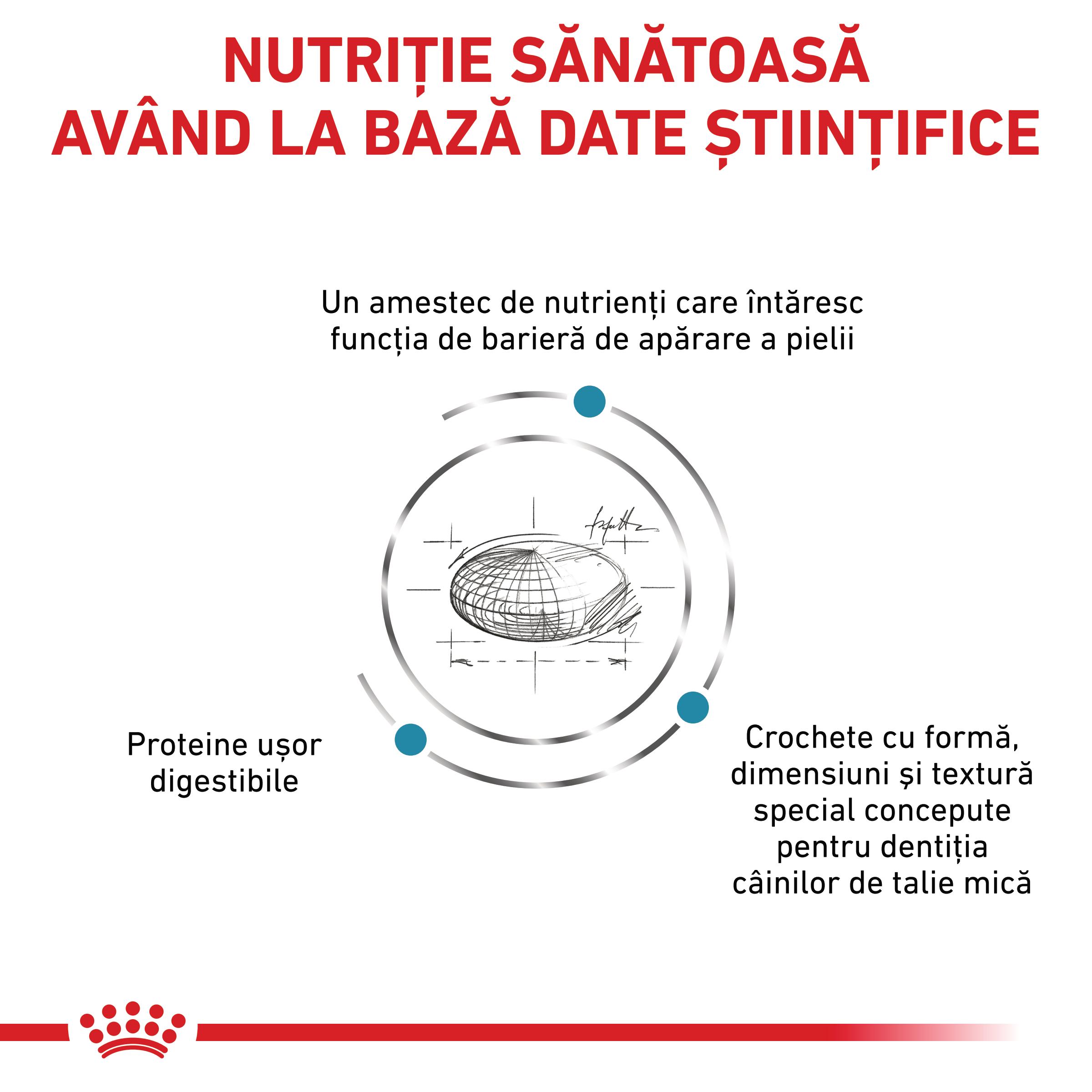 ROYAL CANIN VD Skin Care Small Dog, XS-XL, dietă veterinară, hrană uscată câini, afecțiuni dermatologice, 4kg