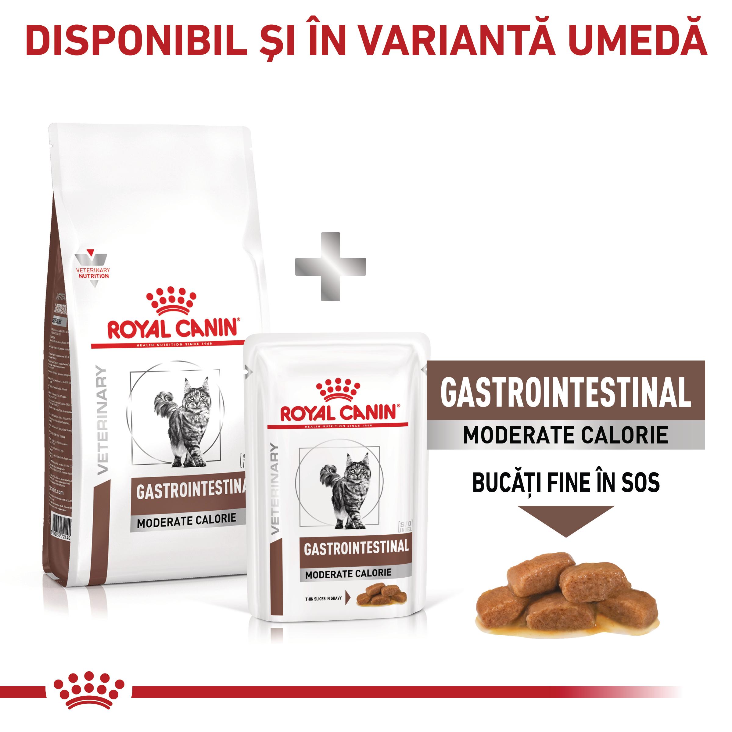 ROYAL CANIN VD Gastrointestinal Moderate Calorie, dietă veterinară, hrană uscată pisici, sistem digestiv, 2kg