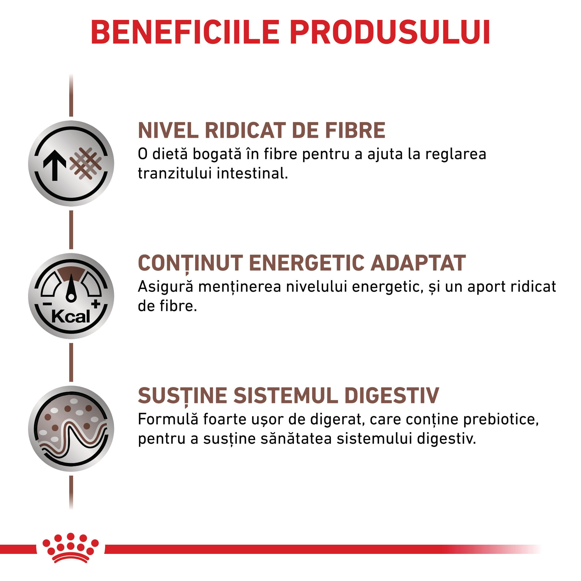 ROYAL CANIN VD Gastrointestinal High Fibre, XS-XL, dietă veterinară, conservă hrană umedă câini, sistem digestiv, (pate), 200g