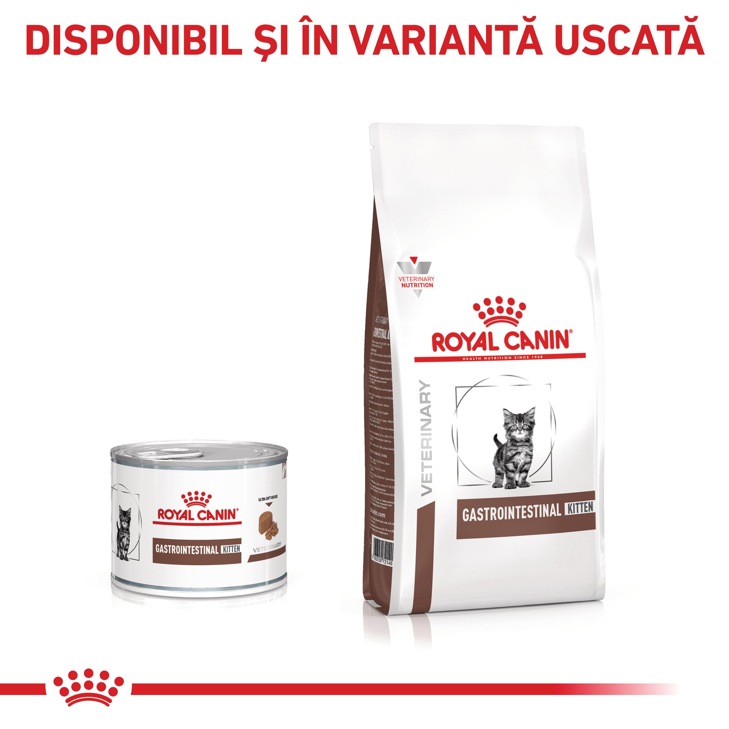 ROYAL CANIN VD Gastrointestinal Kitten, dietă veterinară, conservă hrană umedă pisici junior, sistem digestiv, (mousse), 195g