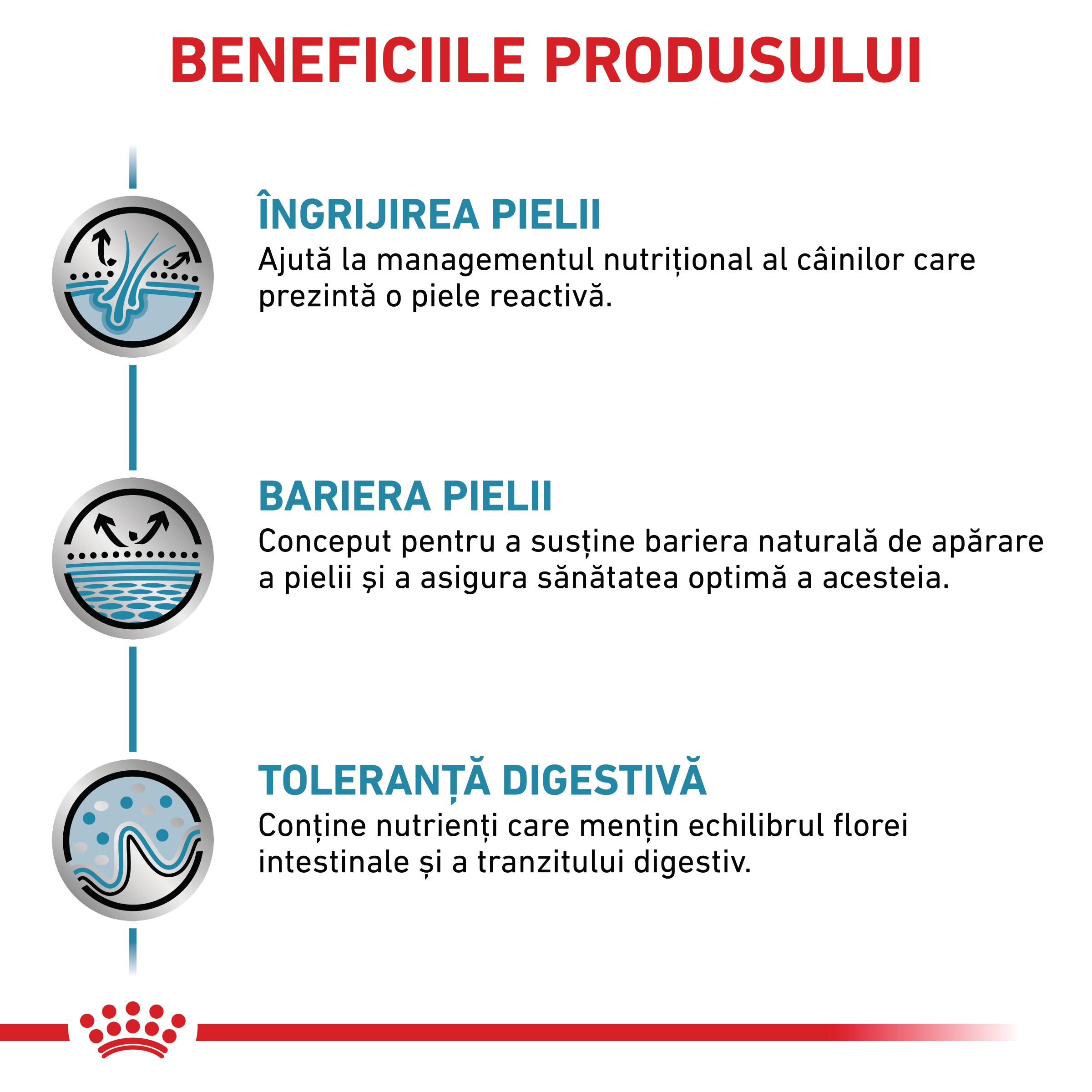 ROYAL CANIN VD Skin Care, XS-XL, dietă veterinară, hrană uscată câini, afecțiuni dermatologice, 2kg