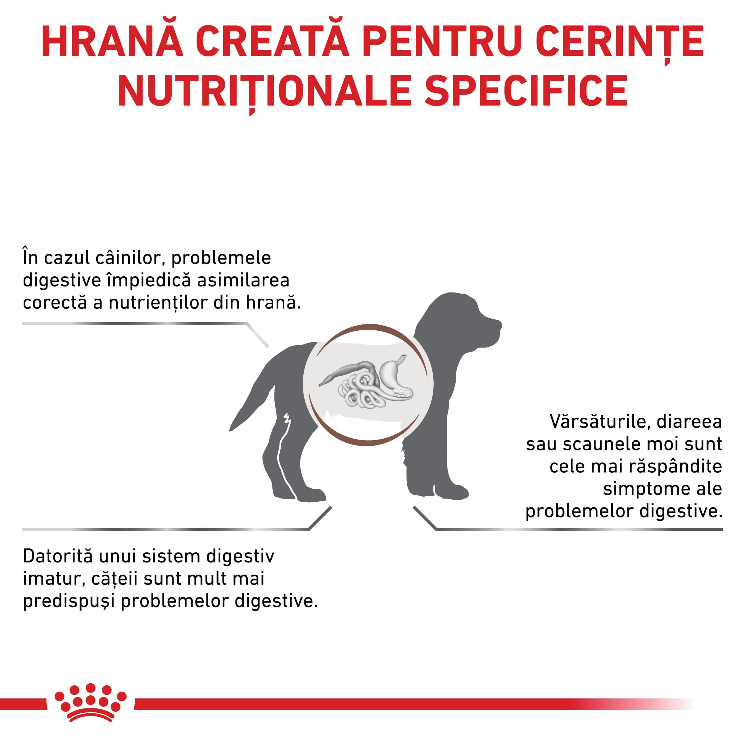 ROYAL CANIN VD Gastrointestinal Puppy, XS-XL, dietă veterinară, hrană uscată câini junior, sistem digestiv, 2.5kg
