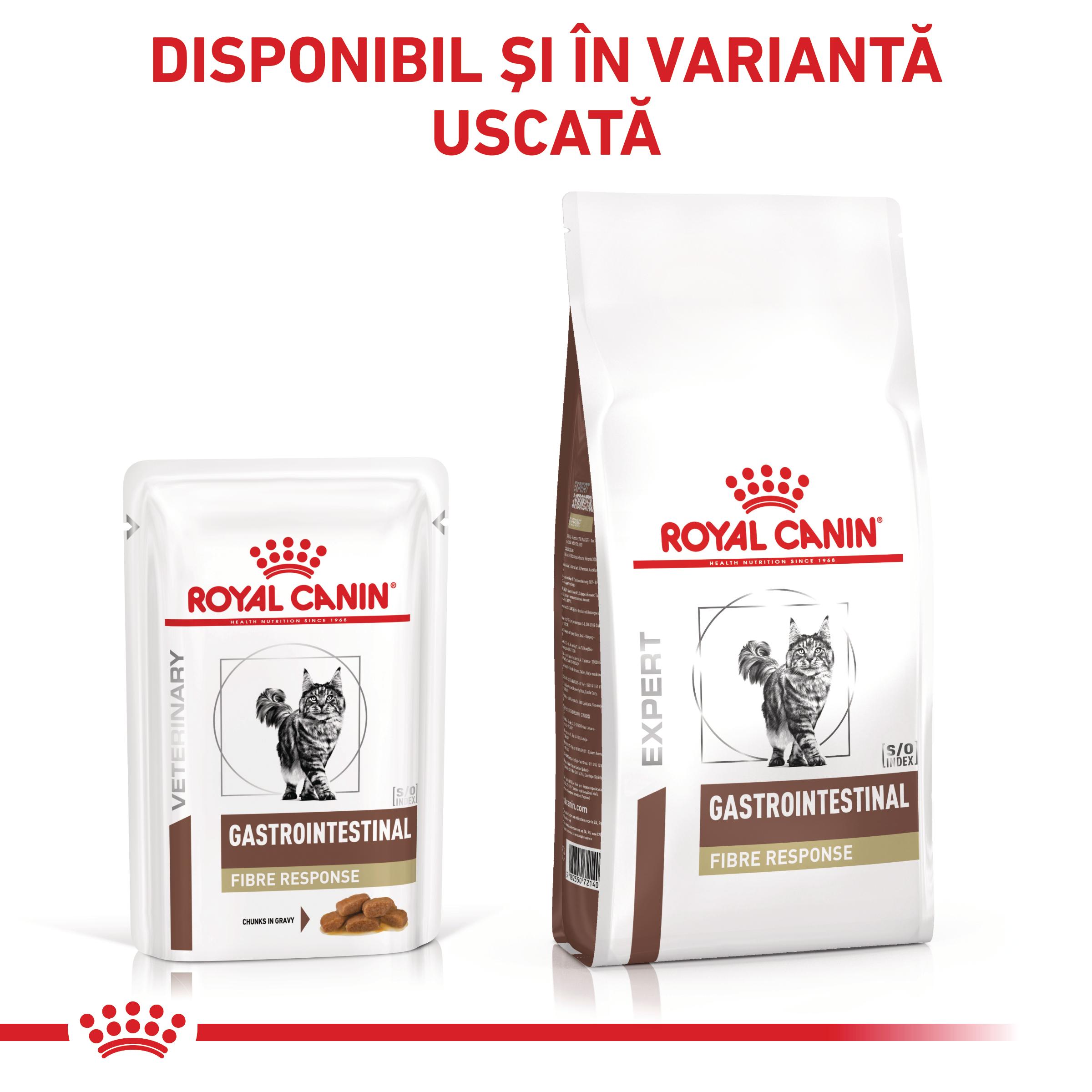 ROYAL CANIN VD Gastrointestinal Fibre Response, dietă veterinară, plic hrană umedă pisici, sistem digestiv, (în sos), bax, 85g x 12buc