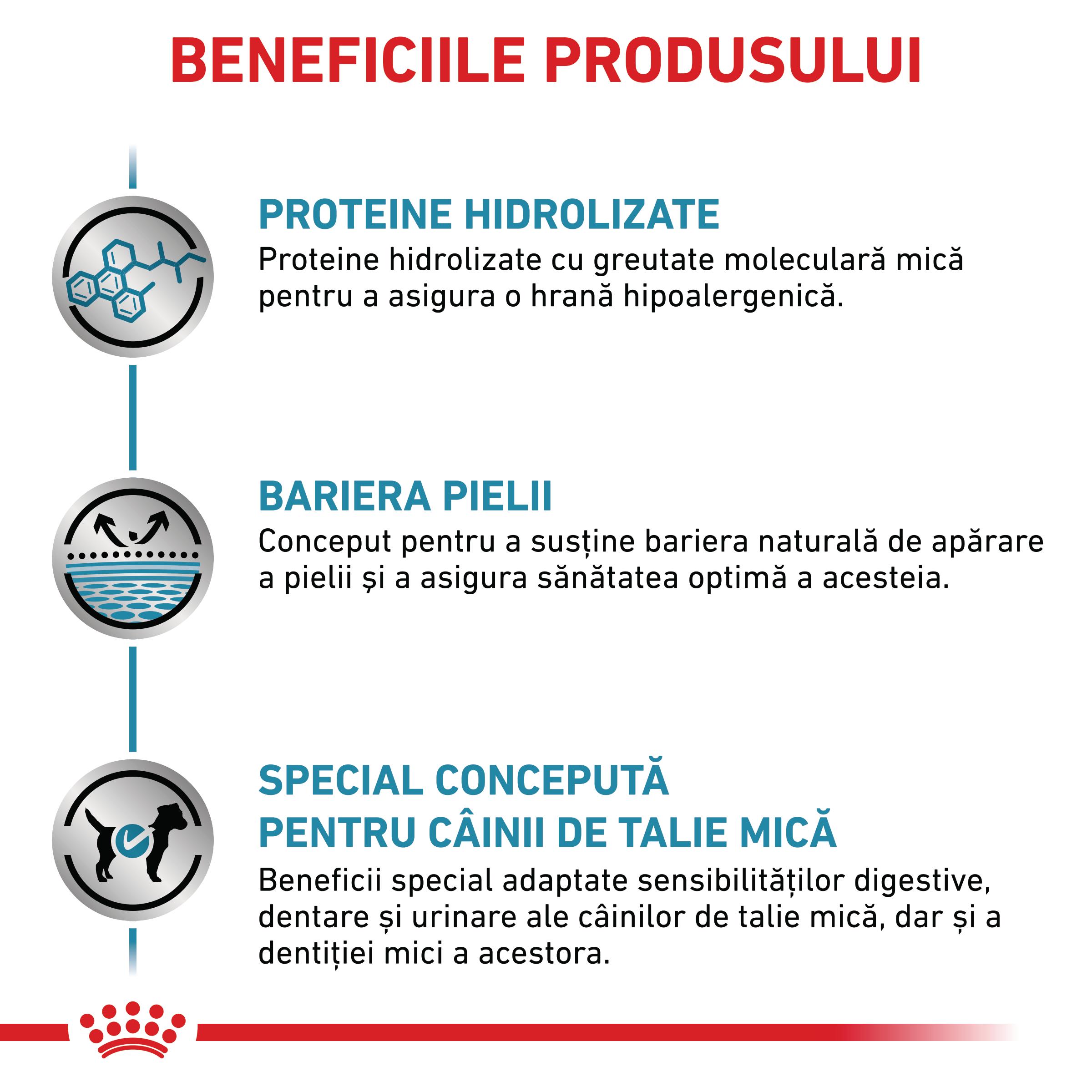 ROYAL CANIN VD Hypoallergenic Small Dog, XS-S, dietă veterinară, hrană uscată câini, alergii alimentare, 3.5kg
