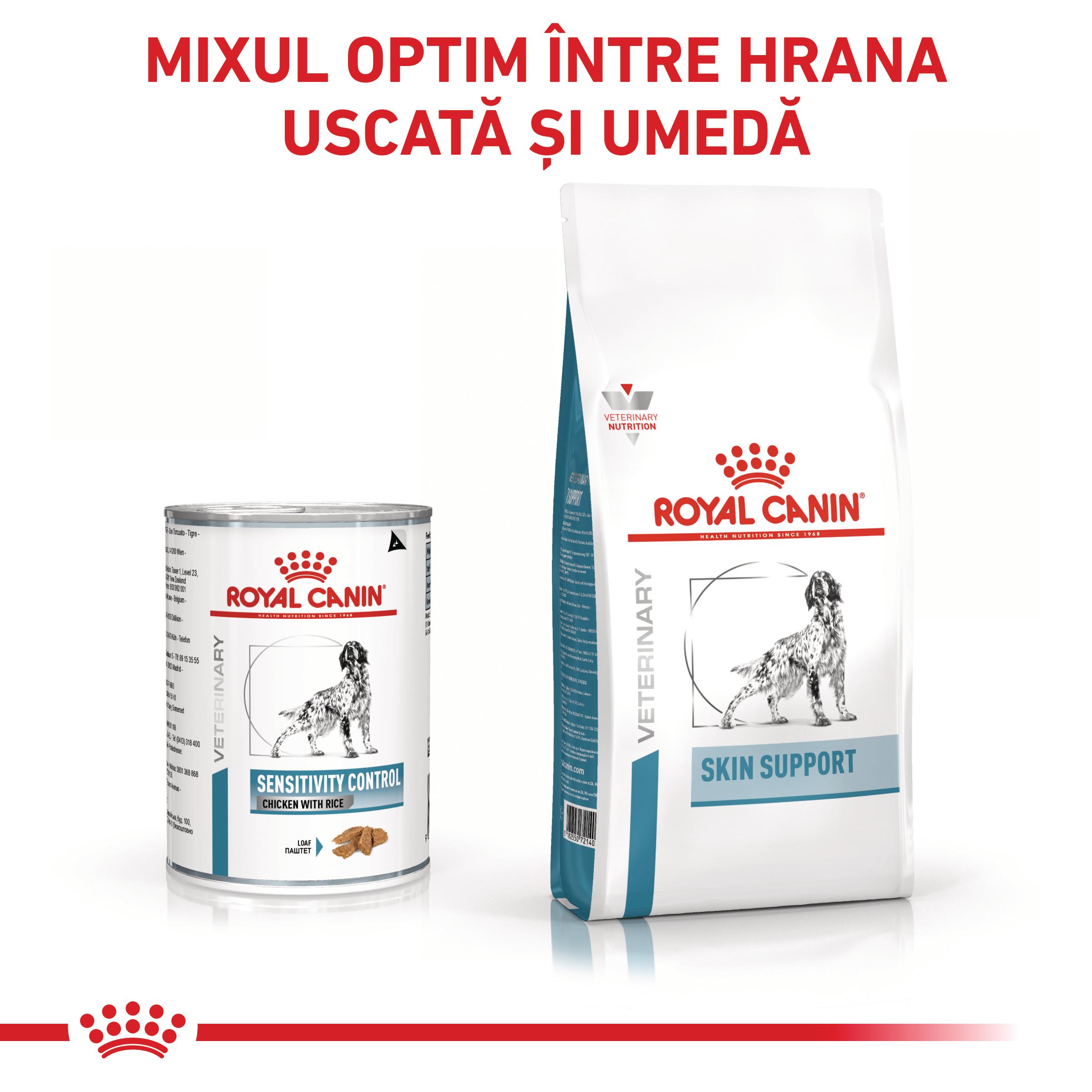 ROYAL CANIN VD Sensitivity Control Pui & Orez, XS-XL, dietă veterinară, conservă hrană umedă câini, afecțiuni dermatologice, (pate), 410g