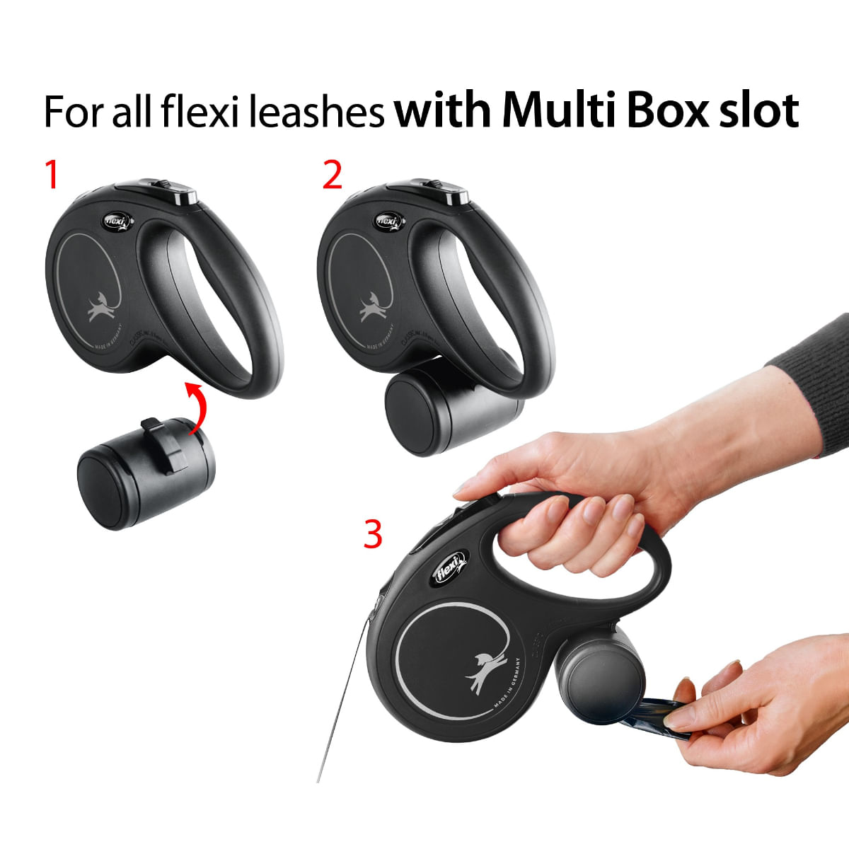 FLEXI Multi Box recompense & pungi igienice, accesoriu stocare câini, plastic, negru, S-L