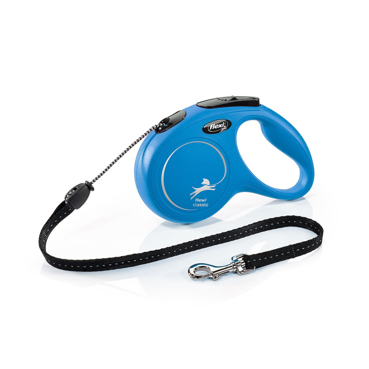 FLEXI Classic, lesă șnur retractabilă câini, reflectorizant, poliester, albastru, M(20kg, 5m) - 1 | YEO