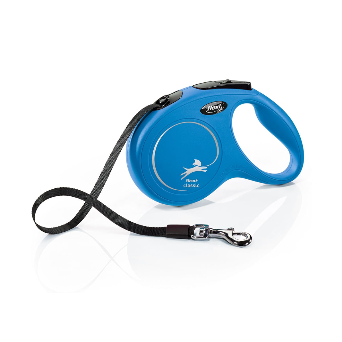 FLEXI Classic, lesă bandă retractabilă câini, nylon, albastru, M(25kg, 5m)