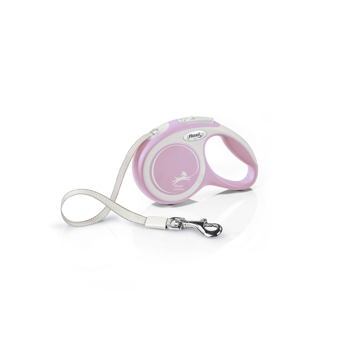 FLEXI Comfort, lesă bandă retractabilă câini, nylon, roz, XS(12kg, 3m)