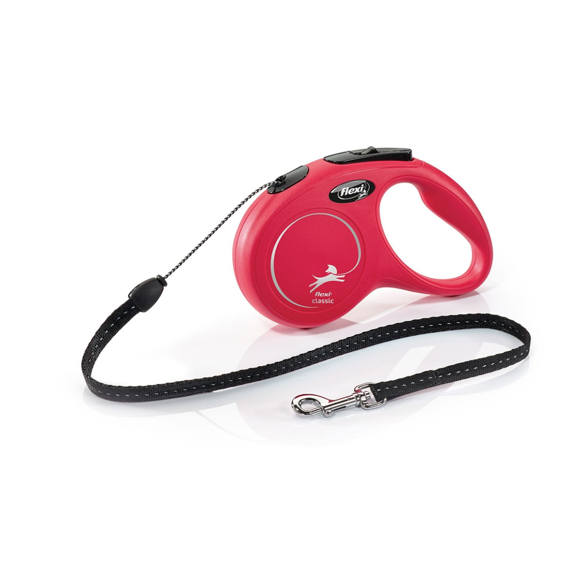 FLEXI Classic, lesă șnur retractabilă câini, reflectorizant, poliester, roșu, S(12kg, 5m)