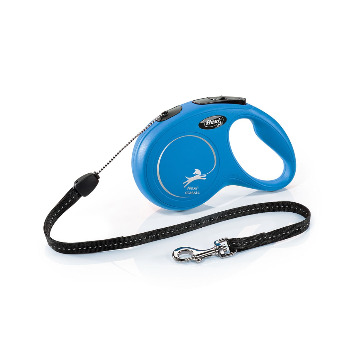 FLEXI Classic, lesă șnur retractabilă câini, reflectorizant, poliester, albastru, S(12kg, 8m)