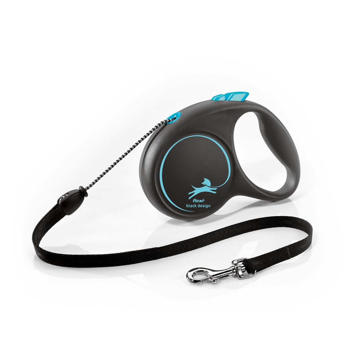 FLEXI Black Design, lesă șnur retractabilă câini, poliester, albastru, M(20kg, 5m)
