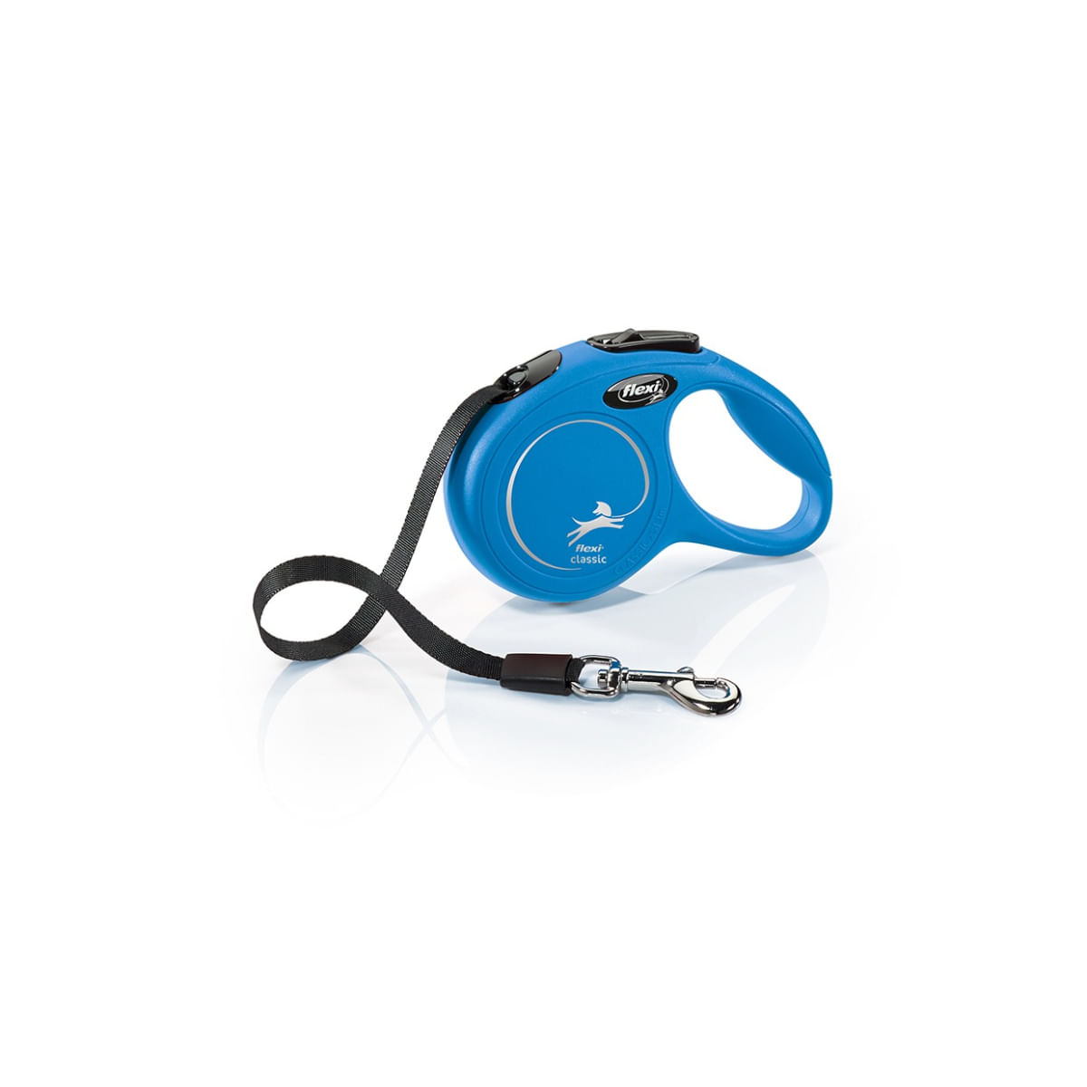 FLEXI Classic, lesă bandă retractabilă câini, nylon, albastru, XS(12kg, 3m)