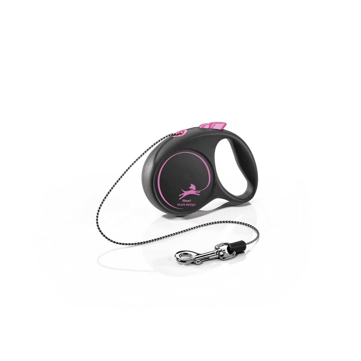 FLEXI Black Design, lesă șnur retractabilă câini, poliester, roz, XS(8kg, 3m)