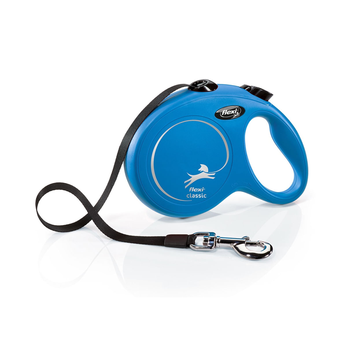 FLEXI Classic, lesă bandă retractabilă câini, nylon, albastru, L(50kg, 5m)