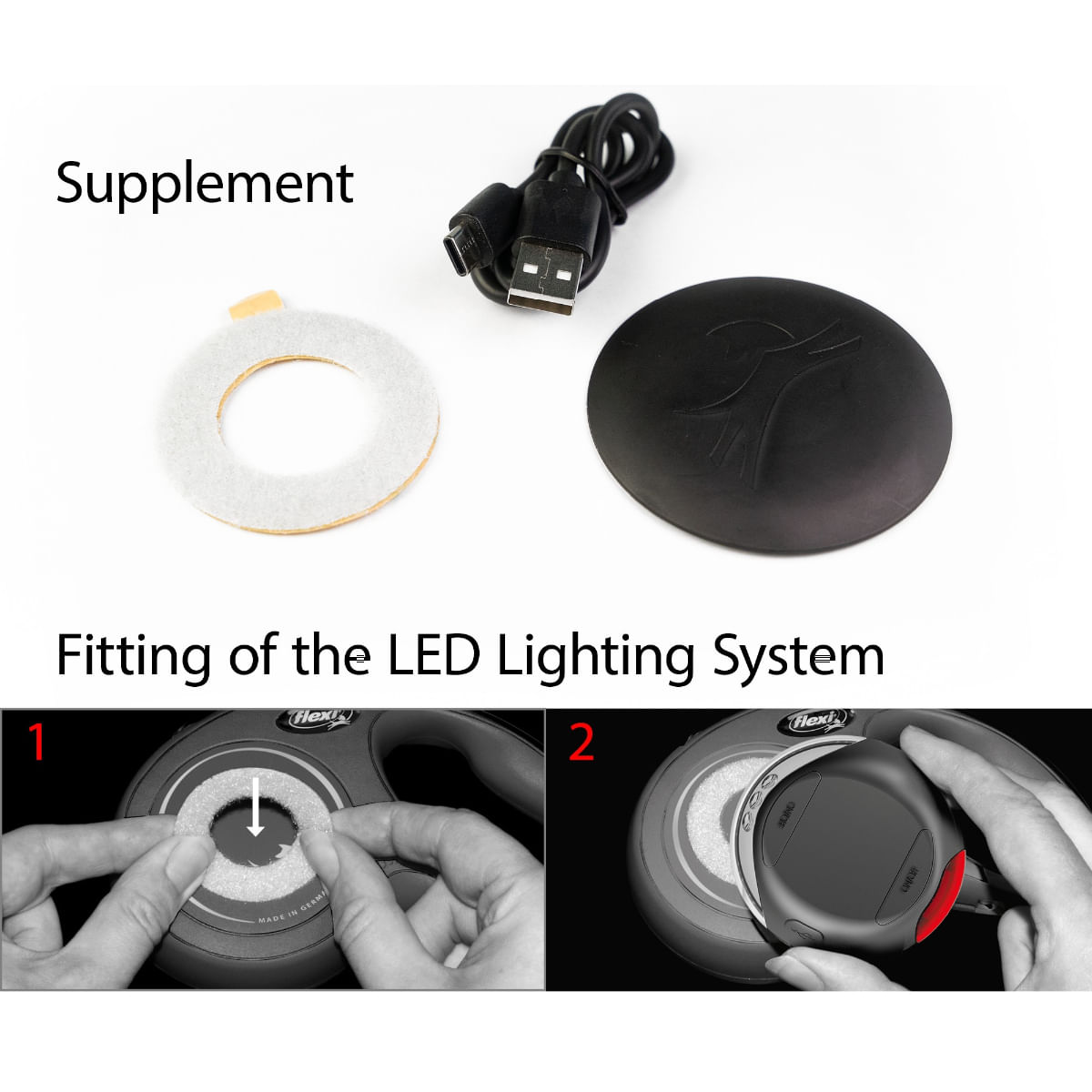 FLEXI LED Lighting System, accesoriu iluminat câini, plastic, negru, S-L