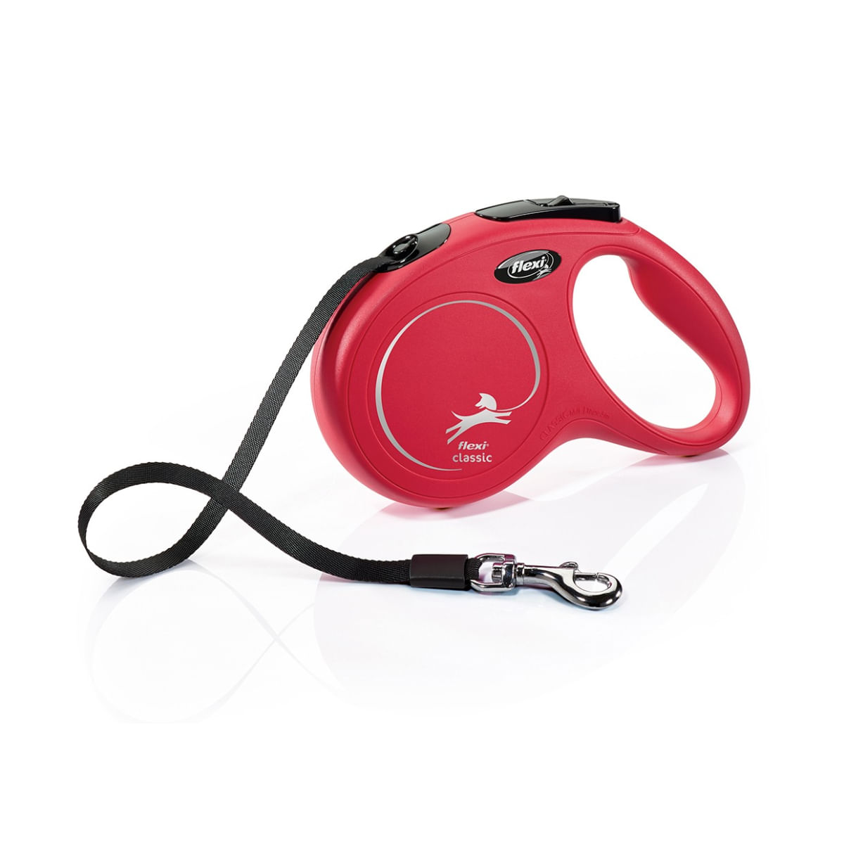 FLEXI Classic, lesă bandă retractabilă câini, nylon, roșu, M(25kg, 5m)