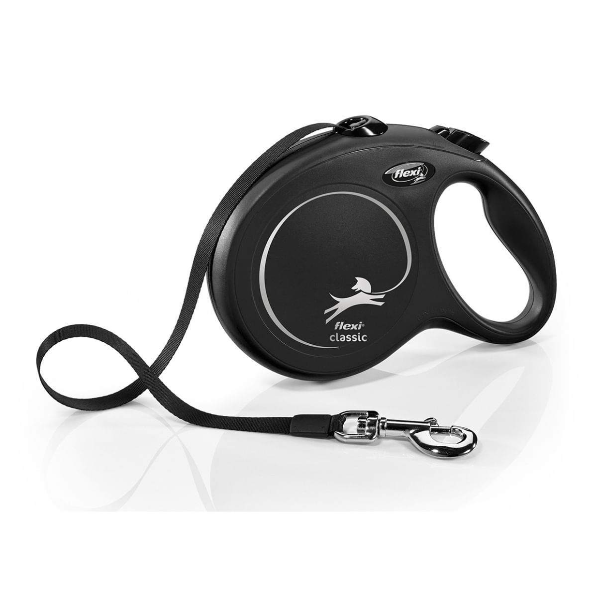 FLEXI Classic, lesă bandă retractabilă câini, nylon, negru, L(50kg, 8m) - 1 | YEO