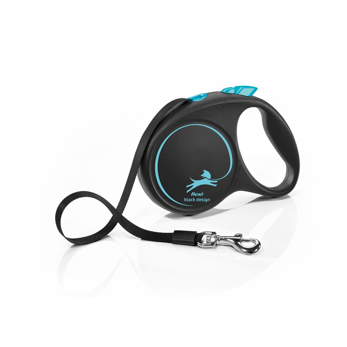 FLEXI Black Design, lesă bandă retractabilă câini, nylon, albastru, M(25kg, 5m) - 1 | YEO