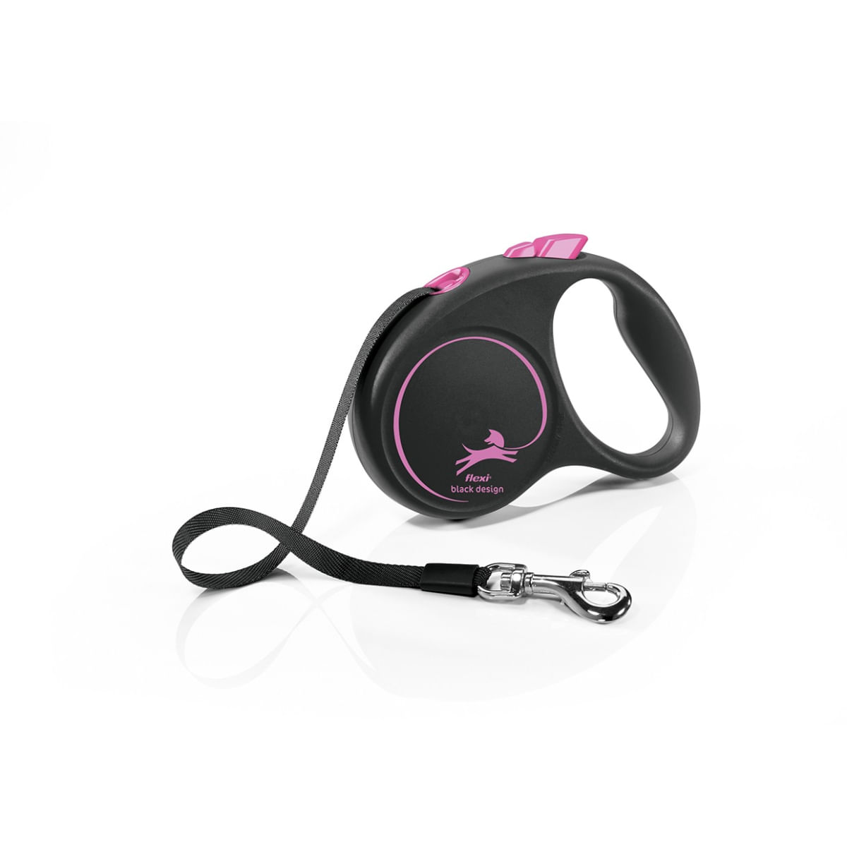 FLEXI Black Design, lesă bandă retractabilă câini, nylon, roz, S(15kg, 5m) - 1 | YEO