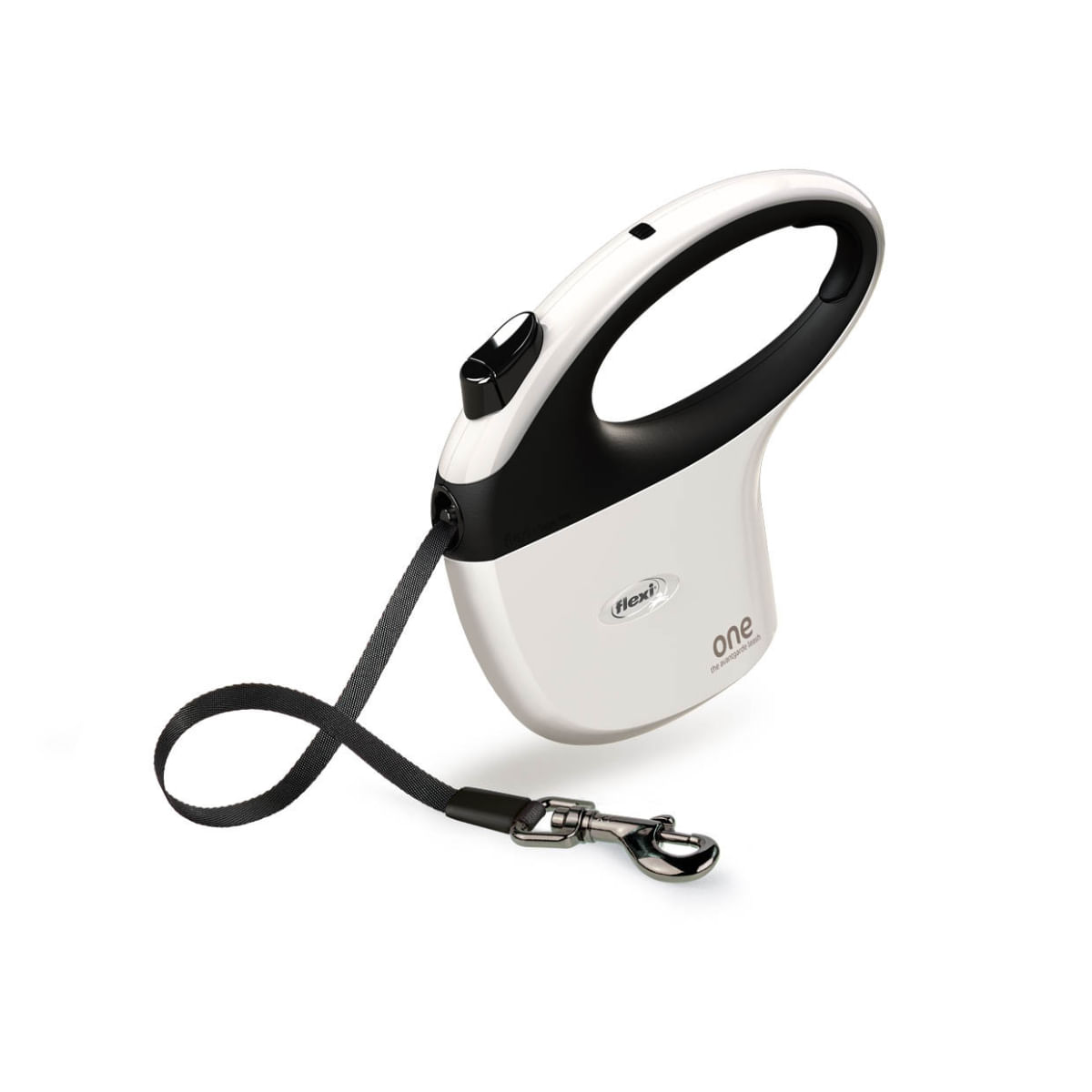 FLEXI One, lesă bandă retractabilă câini, nylon, alb, XS-L(30kg, 5m)