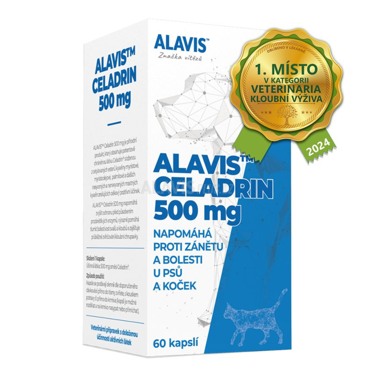 ALAVIS Celadrin 500mg, supliment sistem articular, sistem osos câini, capsule ALAVIS Celadrin 500mg, XS-XL, supliment sistem articular, sistem osos câini, flacon, 60 capsule