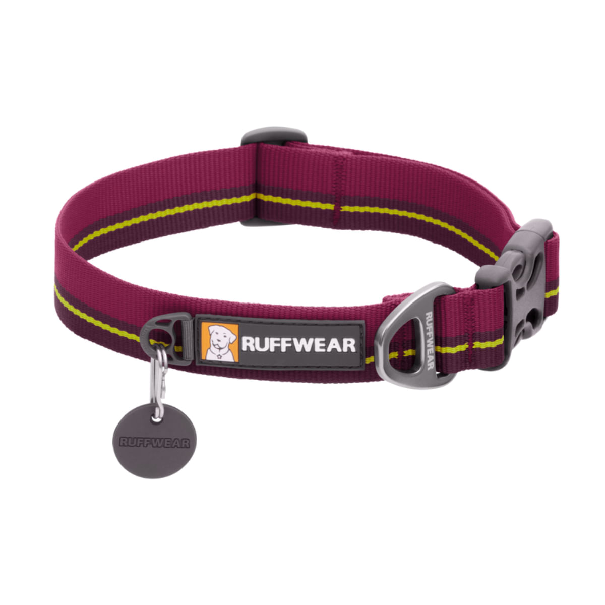 RUFFWEAR Flat Out, zgardă bandă câini, ajustabilă RUFFWEAR Flat Out Wildflower Horizon, zgardă bandă câini, ajustabilă, vișiniu și galben, L(51-66  x 2.5cm) - 1 | YEO