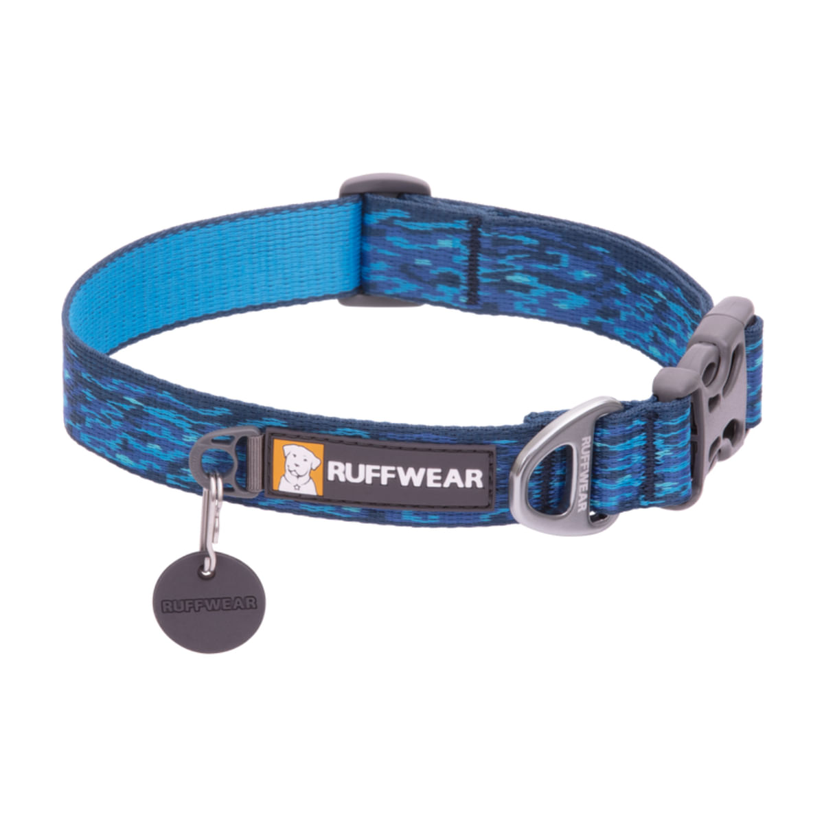 RUFFWEAR Flat Out, zgardă bandă câini, ajustabilă RUFFWEAR Flat Out Oceanic Distortion, zgardă bandă câini, ajustabilă, albastru, M(36-51  x 2.5cm) - 1 | YEO